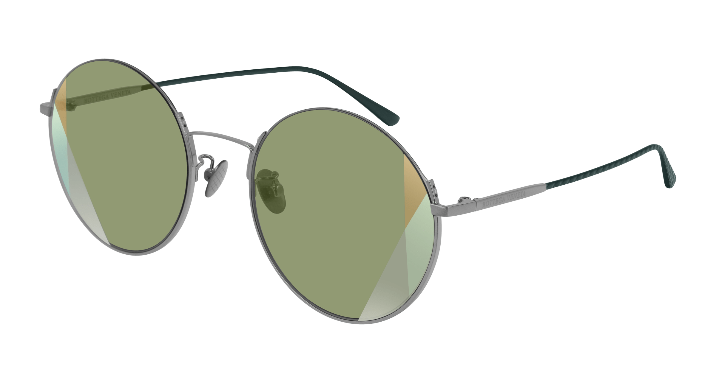 Bottega Veneta BV0246S 004 Round Sunglasses - Silver \\ Green Bottega Veneta Bottega Veneta BV0246S 004 Sunglasses Silver  main image 4
