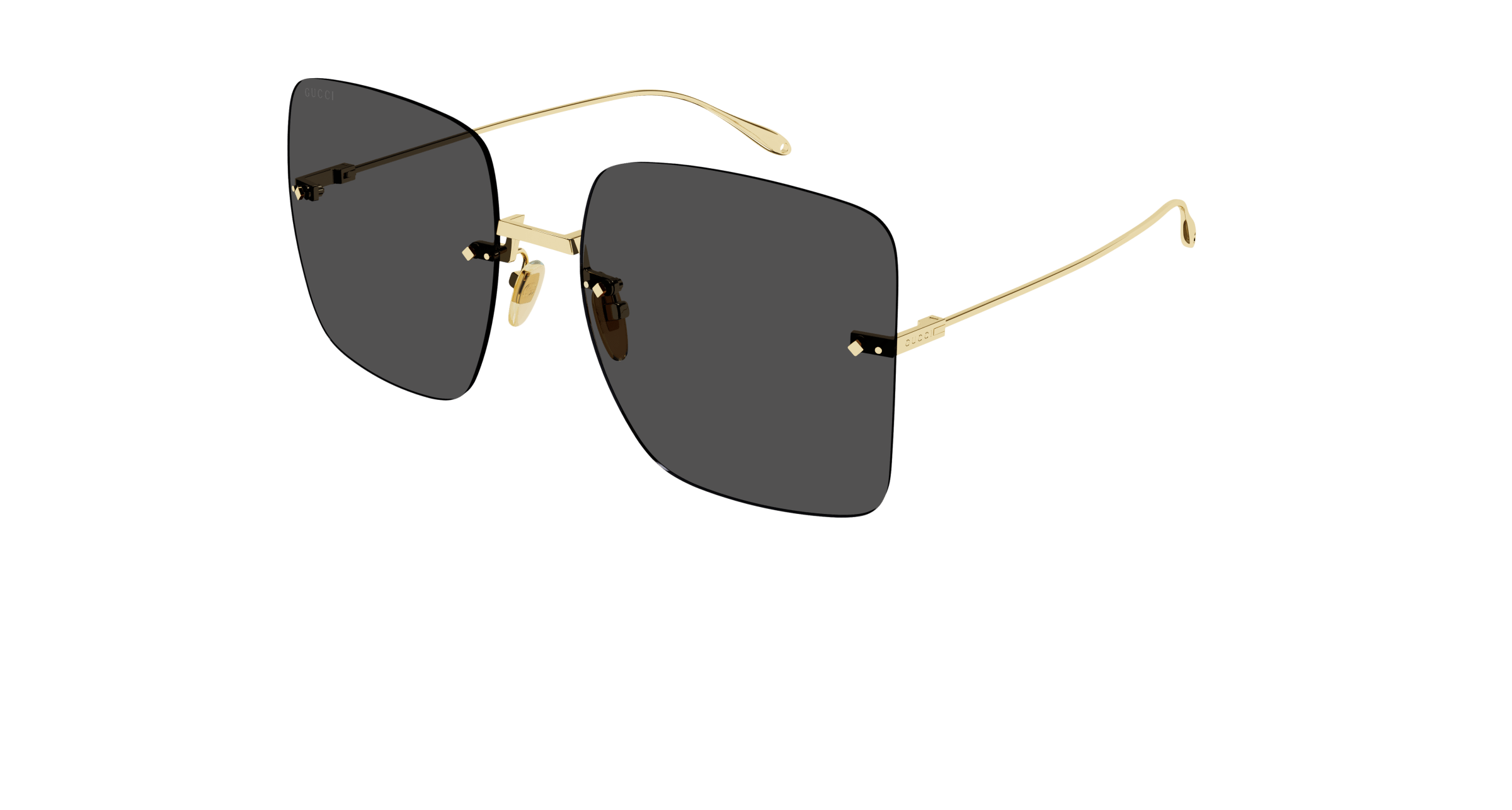 Gucci Rimless Square Metal Sunglasses w/ Heart Charms | Neiman Marcus