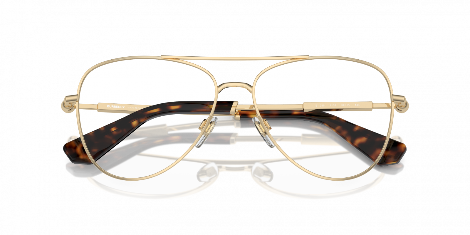 NWT Burberry 0BE1386 Light Gold Aviator 55mm Eyeglasses Brand New BURBERRY Eyeglass Frames BE 1386 1109 Light Gold  main image 4
