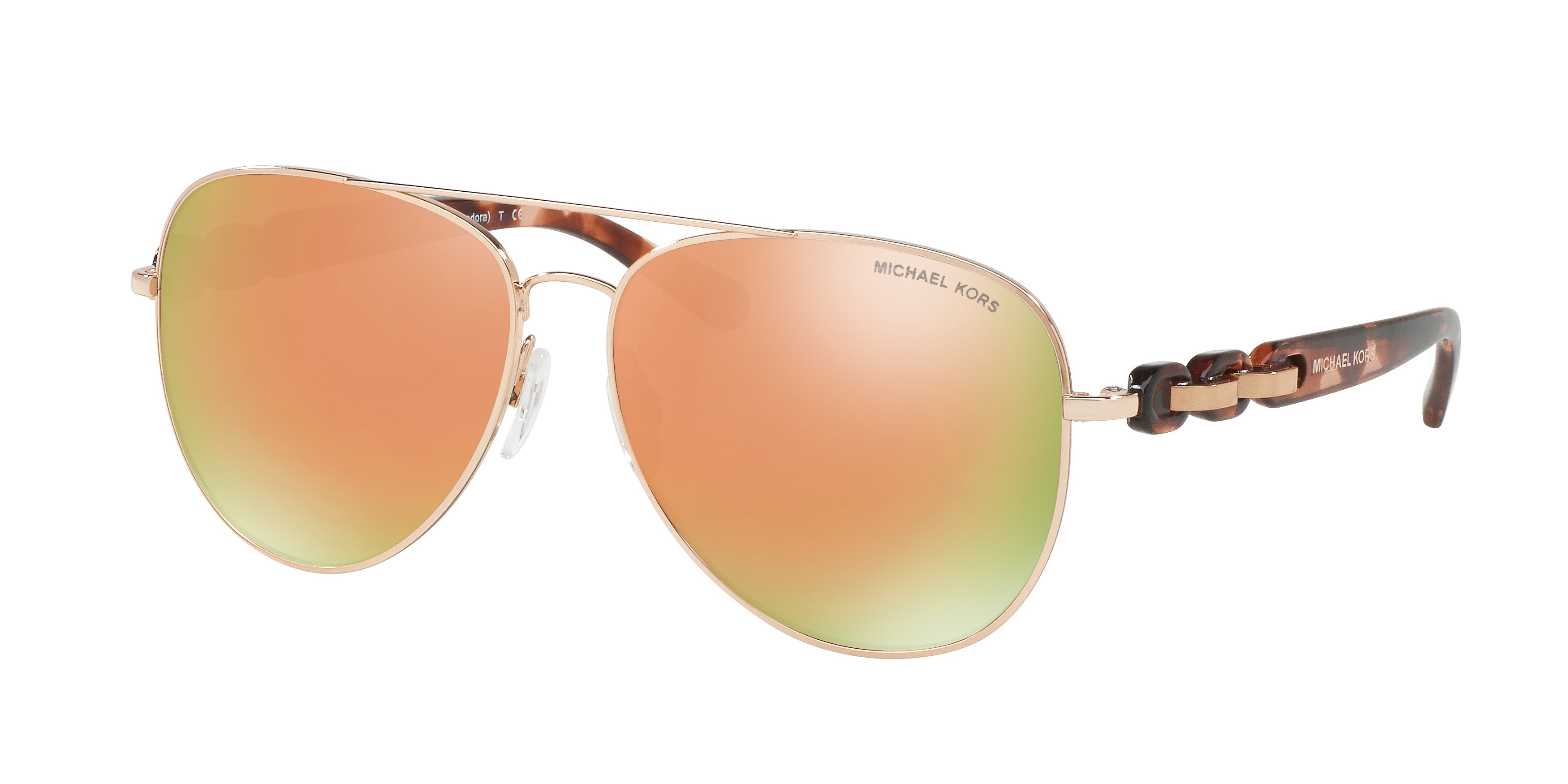 Michael Kors MK1015 Pandora Aviator Sunglasses Rose Gold Mirror Lens 1130R1 58mm Michael Kors Pink Aviator Sunglasses for Women for sale | eBay main image 2