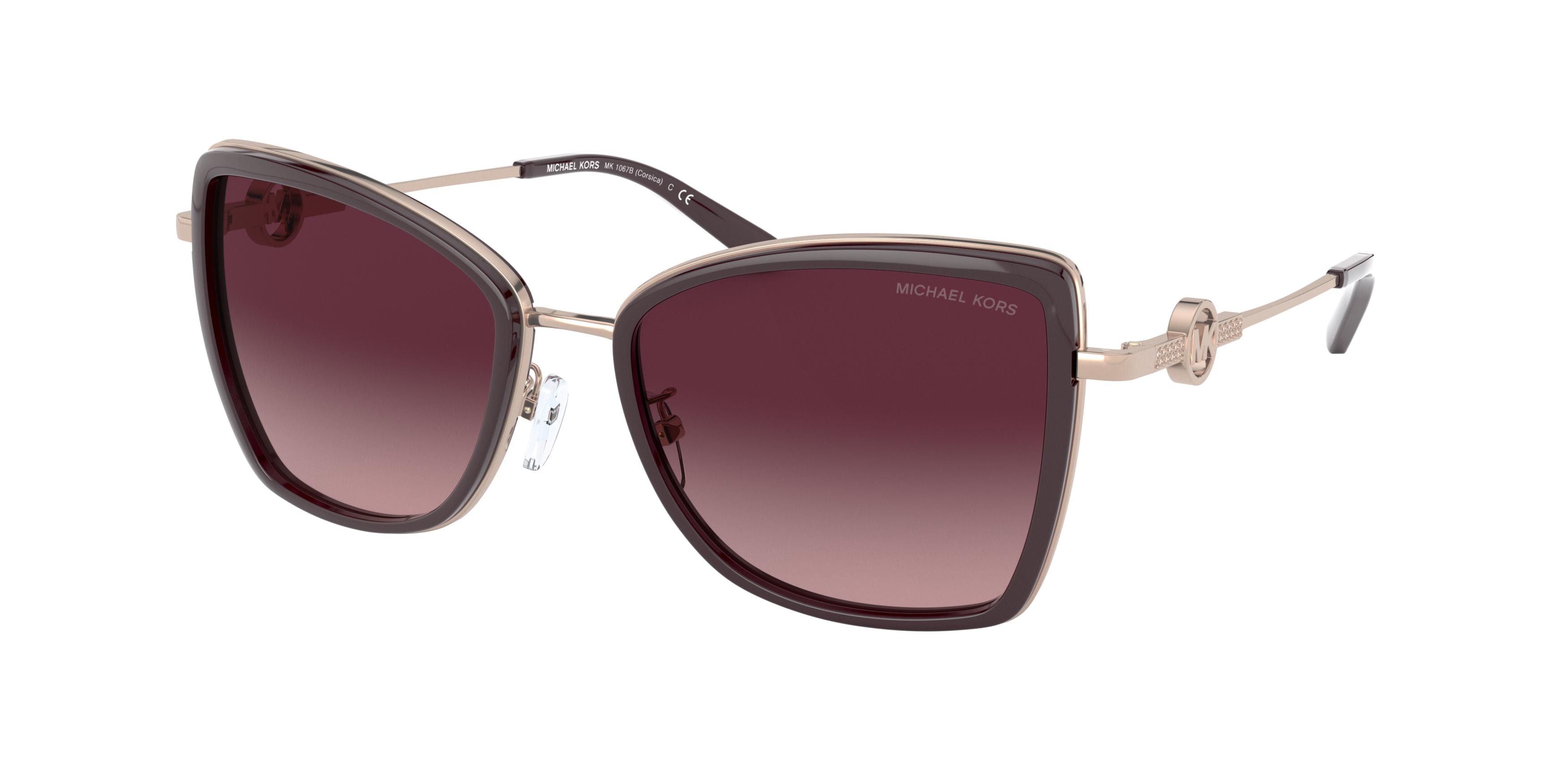 Michael Kors CORSICA Sunglasses Michael Kors Sunglasses Gold Brown Gradient Square MK 1067B  main image 2