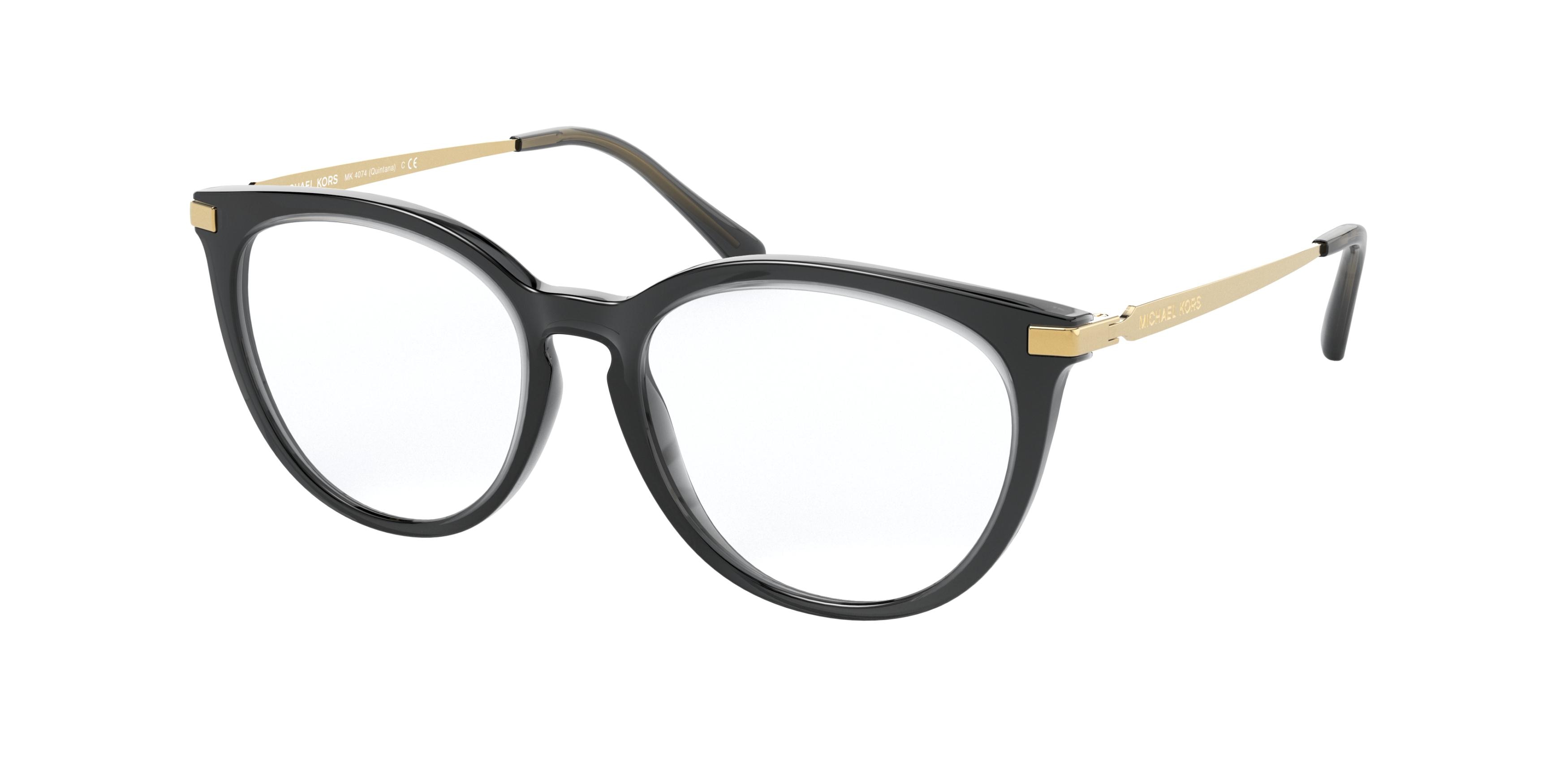 Michael Kors  MK4074 QUINTANA Transparent Frame Glasses. Eyeglasses New Michael Kors Quintana MK 4074 3332 Gray Gold Eyeglasses  main image 3