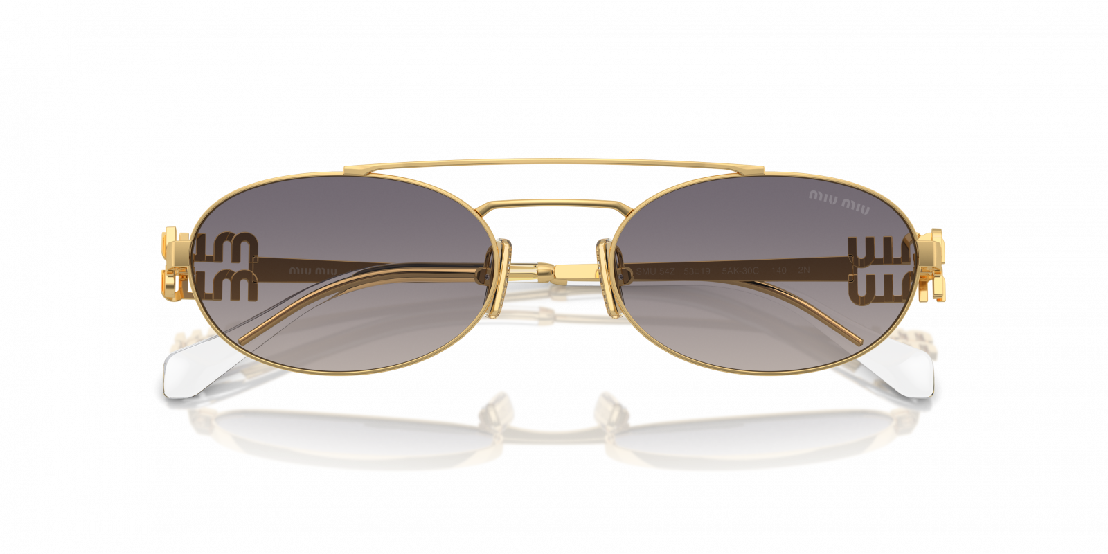 NEW MU54ZS 5AK30C MIU MIU WOMEN SUNGLASSES MU 54ZS 5AK30C GOLD OVAL SMU 54Y MIU MIU MU 54ZS 5AK30C Gold Grey Gradient Lens Oval Women  main image 2