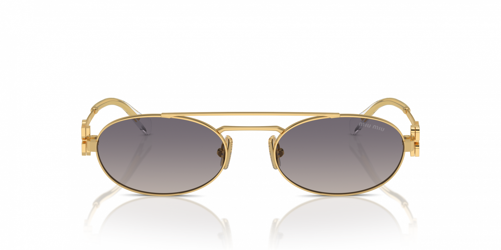 Miu Miu MU 54ZS Gold Oval Sunglasses for Women - Amevista display picture 3