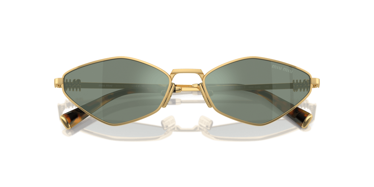 Miu Miu Women Sunglasses Gold Green Mirror Silver MU56ZS 5AK04M NEW AUTHENTIC Miu Miu MU56ZS Sunglasses 5AK04M Gold - eye-oo.com main image 3