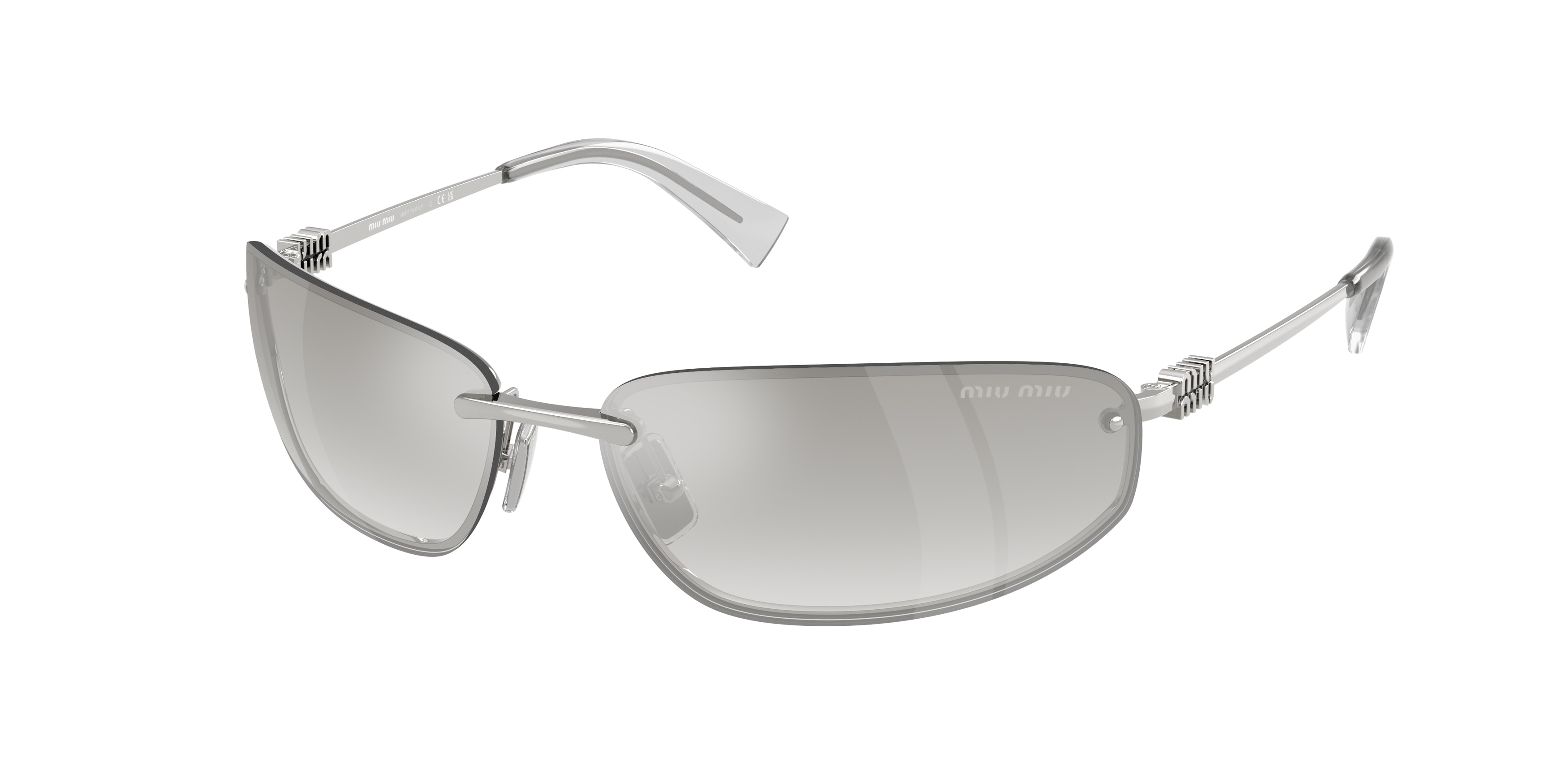 Miu Miu MU A50S 1BC8H1 Silver Oval Sunglasses for Women  display picture 2