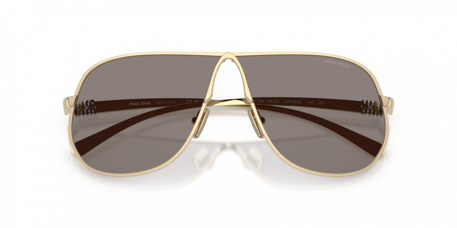 NEW MIU MIU MUA56S ZVN80Q SUNGLASSES GOLD/GRAY WOMEN MU A56S, SMU A56 EYEWEAR Miu Miu MU A56S L (66 - 02) with Transparent lenses and Gold  main image 2