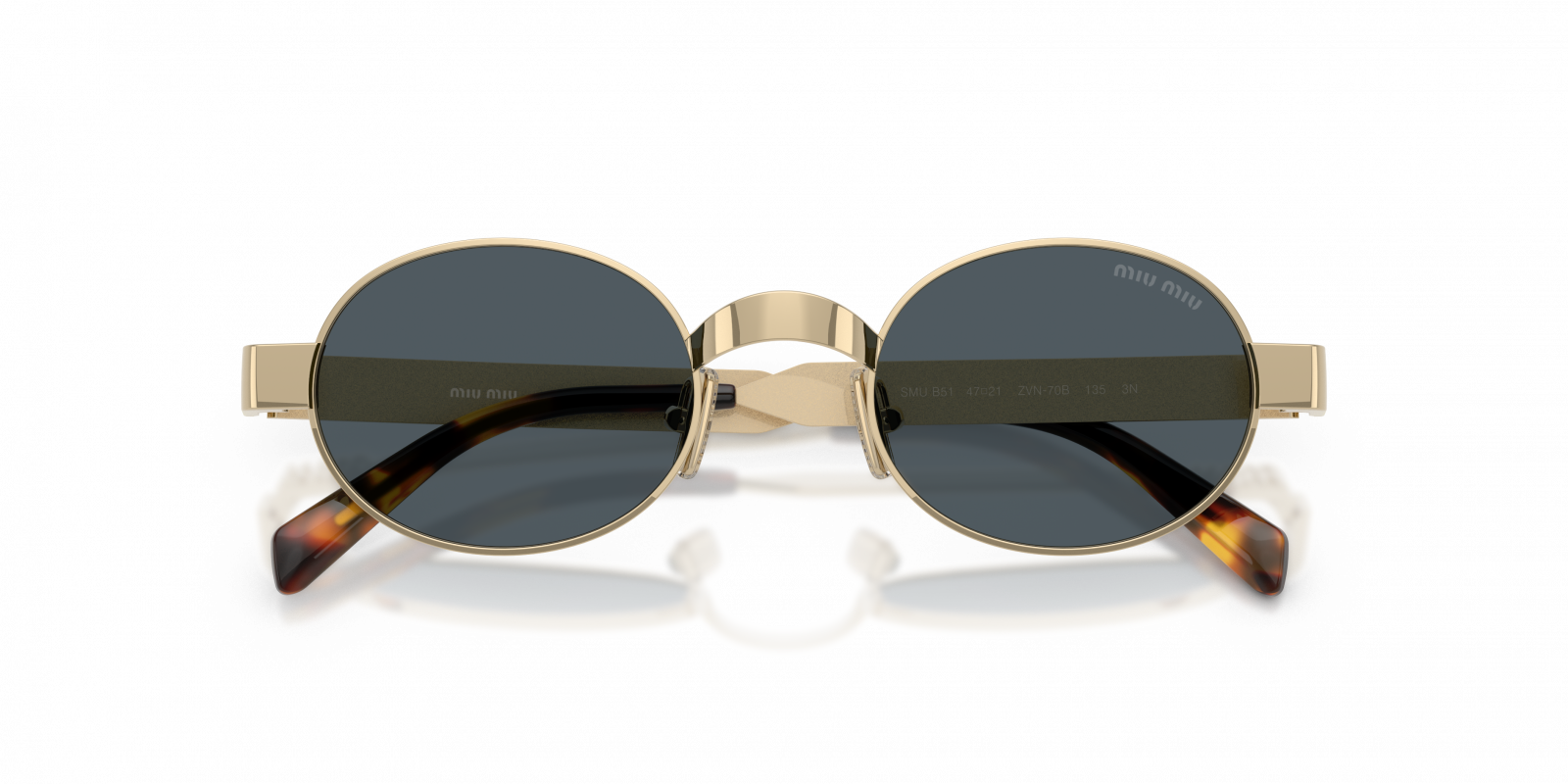 Miu Miu MU B51S ZVN70B Oval Sunglasses – Pale Gold\\ Dark Grey Buy Miu Miu Pale Gold Sunglasses Online - Sunglasses.ie main image 4