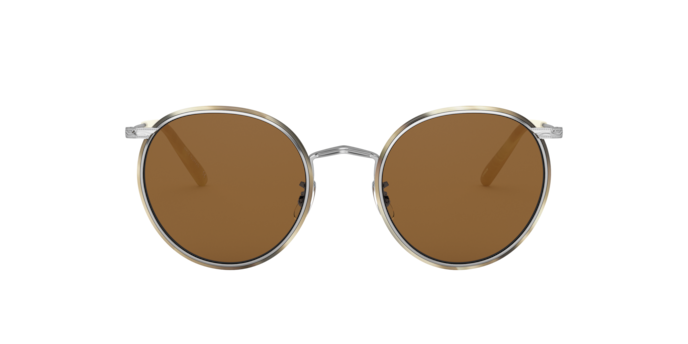 NWT Oliver Peoples “Casson” Round Titanium Sunglasses in Silver/Beige Horn Oliver Peoples OV1269ST 503653 Casson | Online Sale - Amevista main image 2