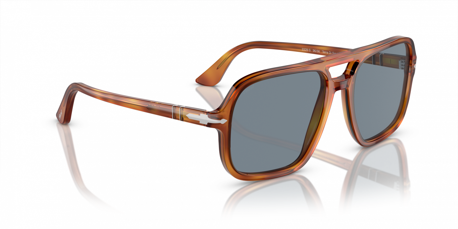 Persol Men's PO3328S Sunglasses - Aviator Style, Polarized, Grey Gradient Lenses