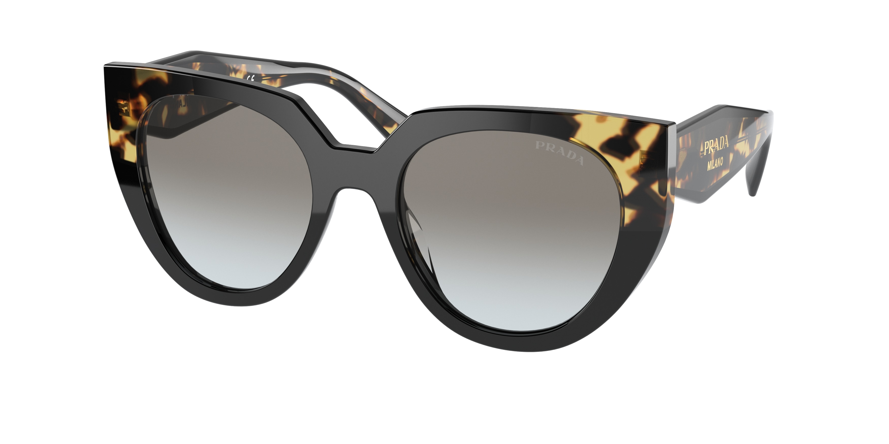 Women\'s PRADA Black Cat-Eye Sunglasses with Amber Crystal Trim Prada - PR 14WSF (Low Bridge Fit) Sunglasses | Specs Collective main image 3