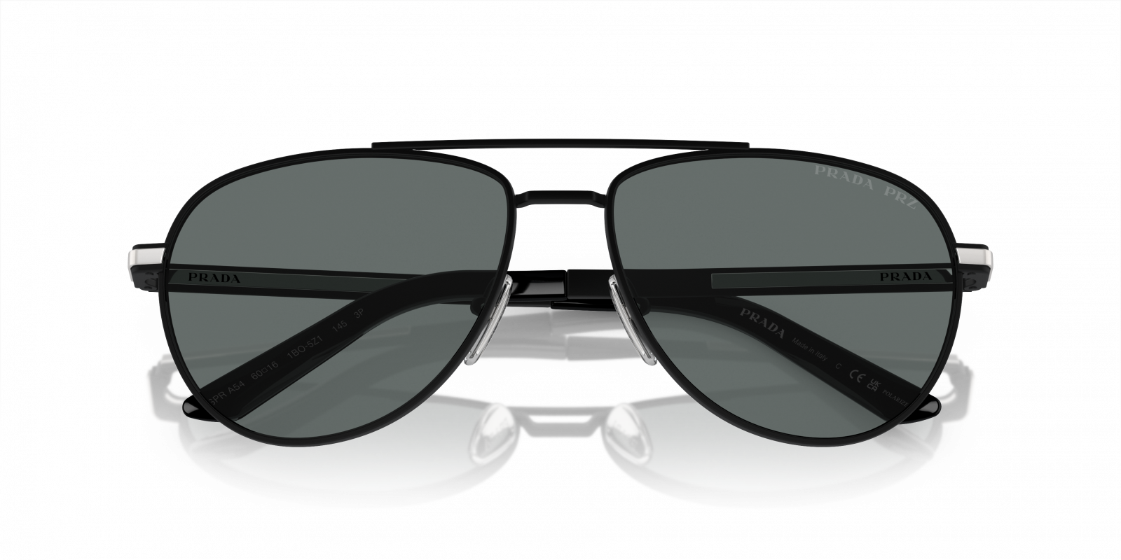 Prada PR A54S Aviator Sunglasses – Matte Black / Polarized Grey (60-14-150) Prada Eyewear Men main image 3