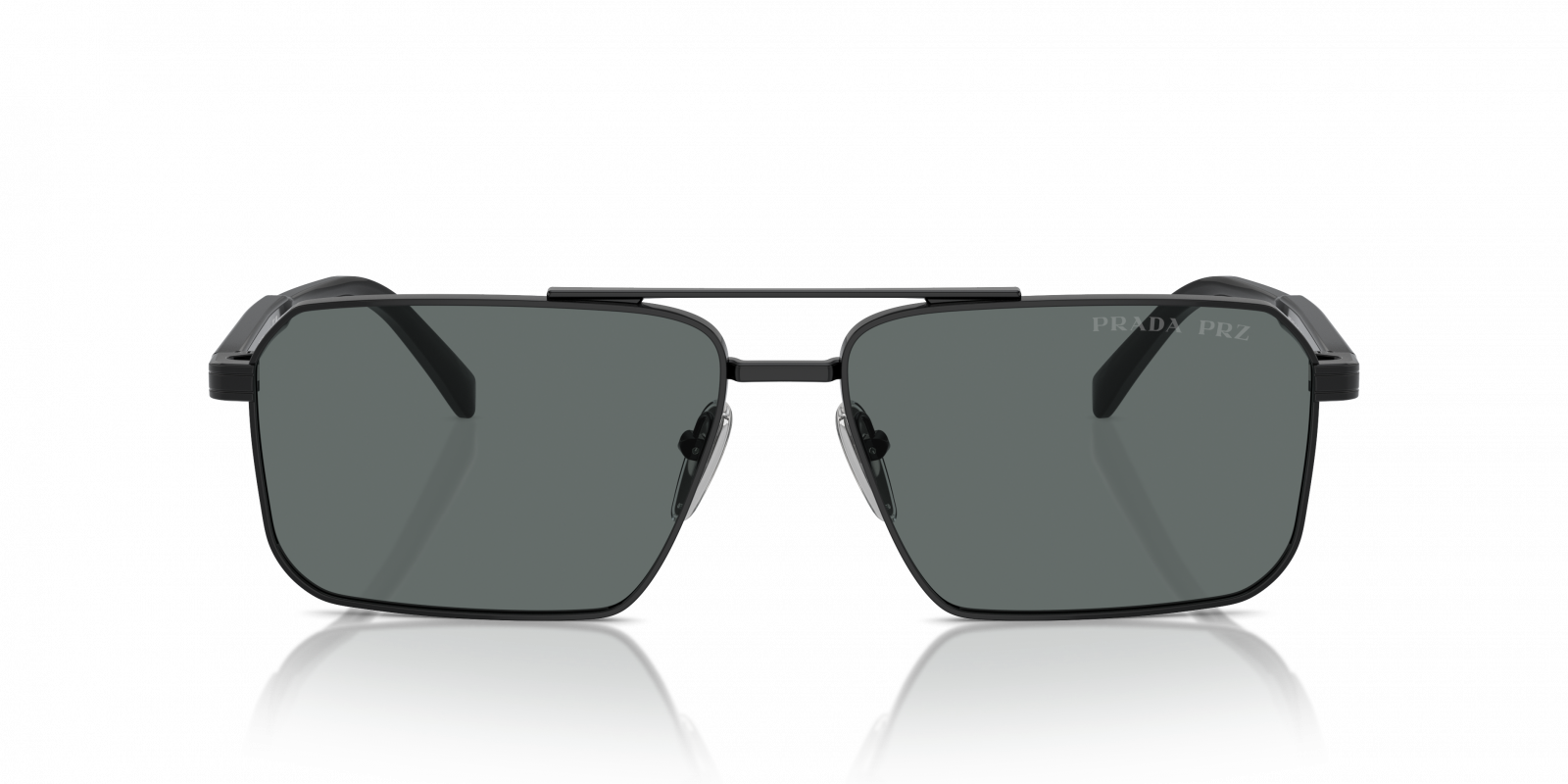 Prada SPR A57 1AB-5Z1 Aviator Black Sunglasses Gray Lenses 58mm Sunglasses Prada PR A58S (1AB5Z1) PRA58S SPRA58S Man | Free  main image 3