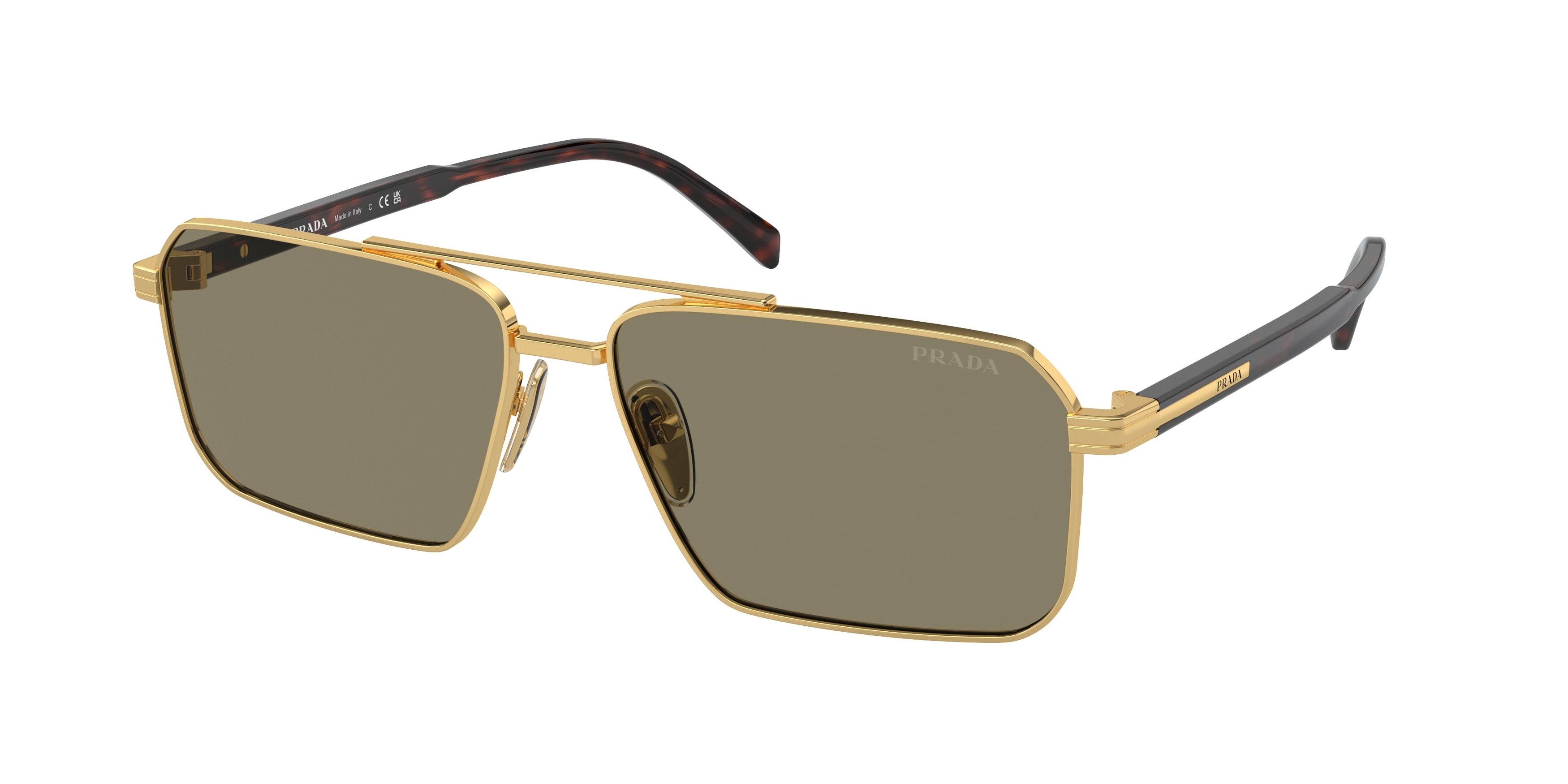 New PRADA Sunglasses Gold Metal Pillow Square Grey Lens 58-15-145mm Prada PR 67XS ZVN09T Sunglasses Women main image 2