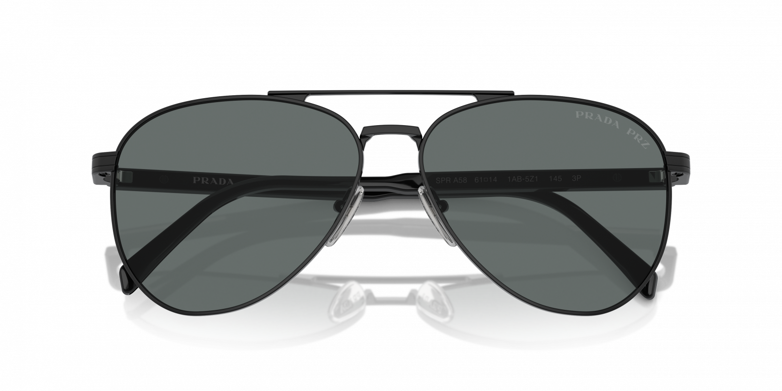 NWT Prada 0PR A58S-1AB5Z1 Black Aviator 61mm Sunglasses Prada PR A58S 1AB5Z1 61 Sunglasses | Bassol Optic United States main image 4
