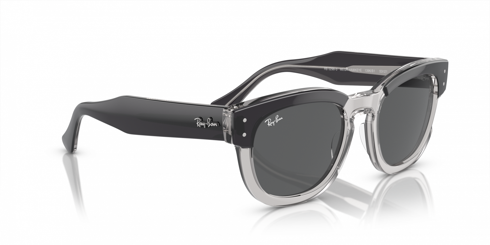 Ray-Ban Mega Hawkeye Sunglasses RB0298S black Transparent Frame Gray Lenses Ray-Ban RB0298S Mega Hawkeye Sunglasses | LensCrafters main image 2