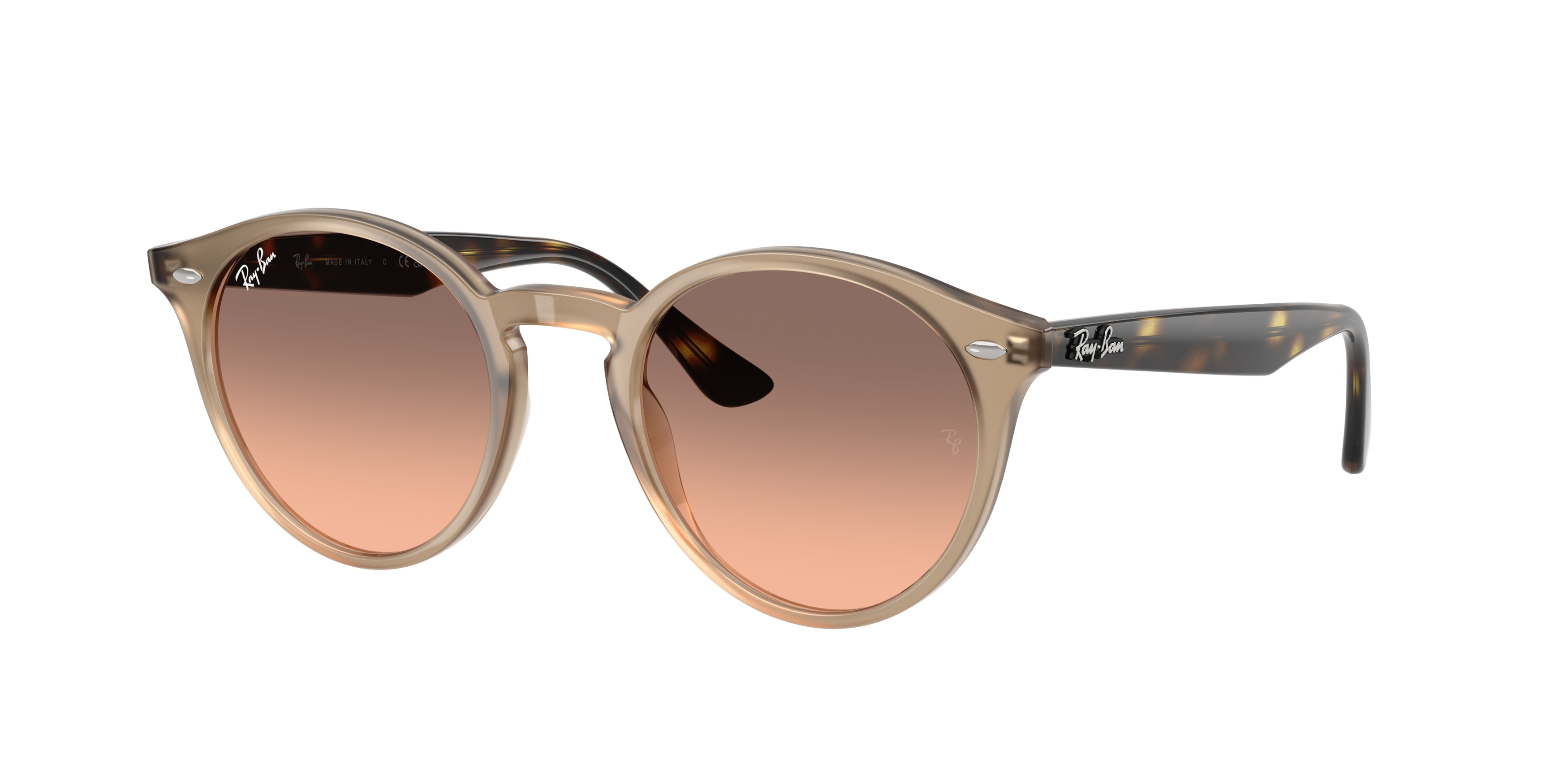 Ray-Ban Round Sunglasses Brown Gradient Lens Made in Italy Unisex RB Sunglasses Ray-Ban RB 3447 Round Metal Flash Lenses Gradient  main image 4