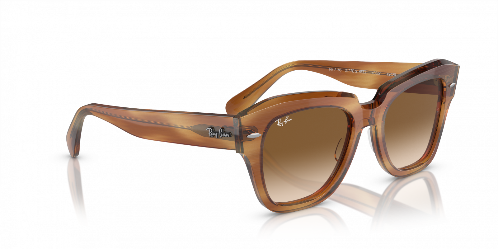 Ray-Ban RB2186 State Street Sunglasses - Striped Brown 