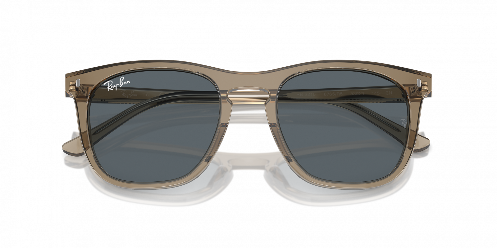 Ray-Ban RB2210 6765R5 Sunglasses - Transparent Brown Frame, Blue 
