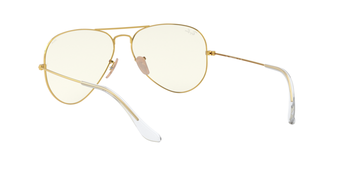 Ray-Ban White Frame Aviator Sunglasses with Gold Bridge ROUND DOUBLE BRIDGE Sunglasses in Gold and Clear Grey  main image 3