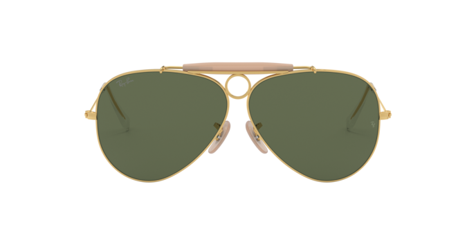 Ray-Ban RB3138 W3401 Shooter Sunglasses - Gold Frame, Green  display picture 3