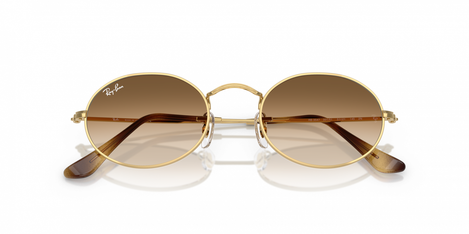 Ray-Ban RB3547 001 51 Oval Sunglasses - Gold Frame 