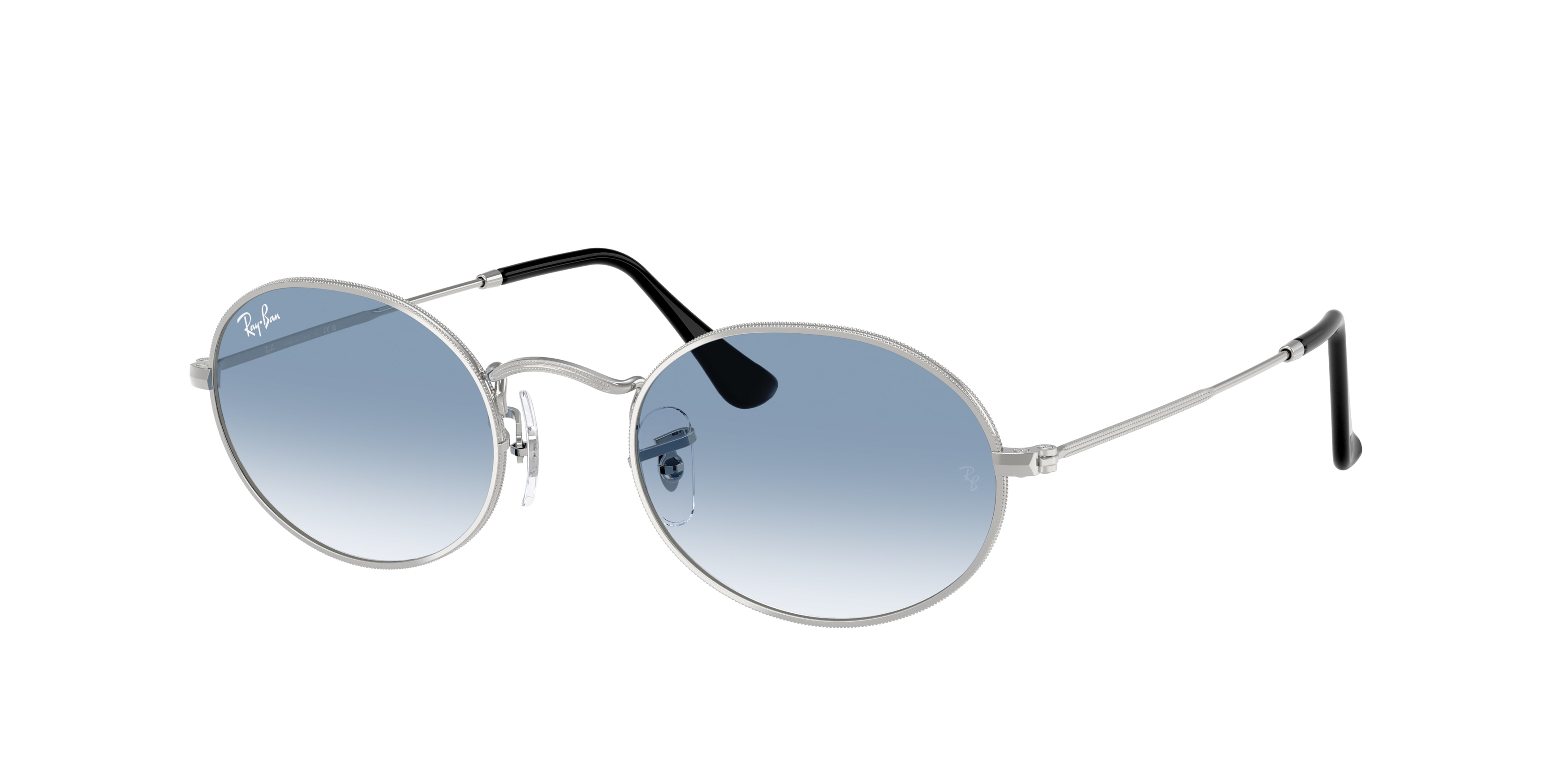 Sunglasses Ray-Ban blue oval Ray-Ban Oval Metal M (51 - 21) with Blue lenses and Silver  main image 2