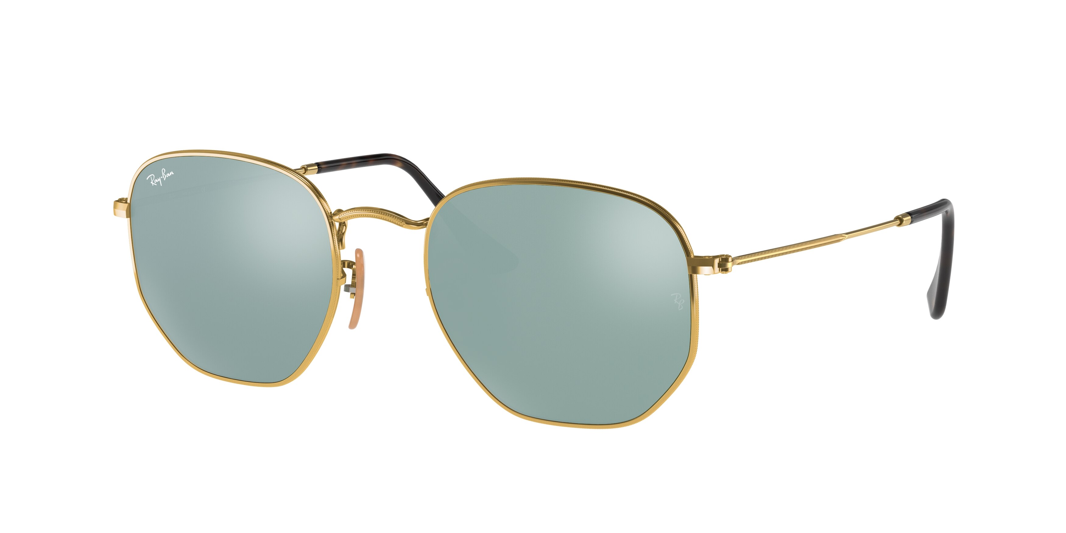 Ray-Ban Hexagonal Gold Frame Sunglasses Amazon.com: Ray-Ban Hexagonal Sunglasses,51mm,Gold/Green  main image 2