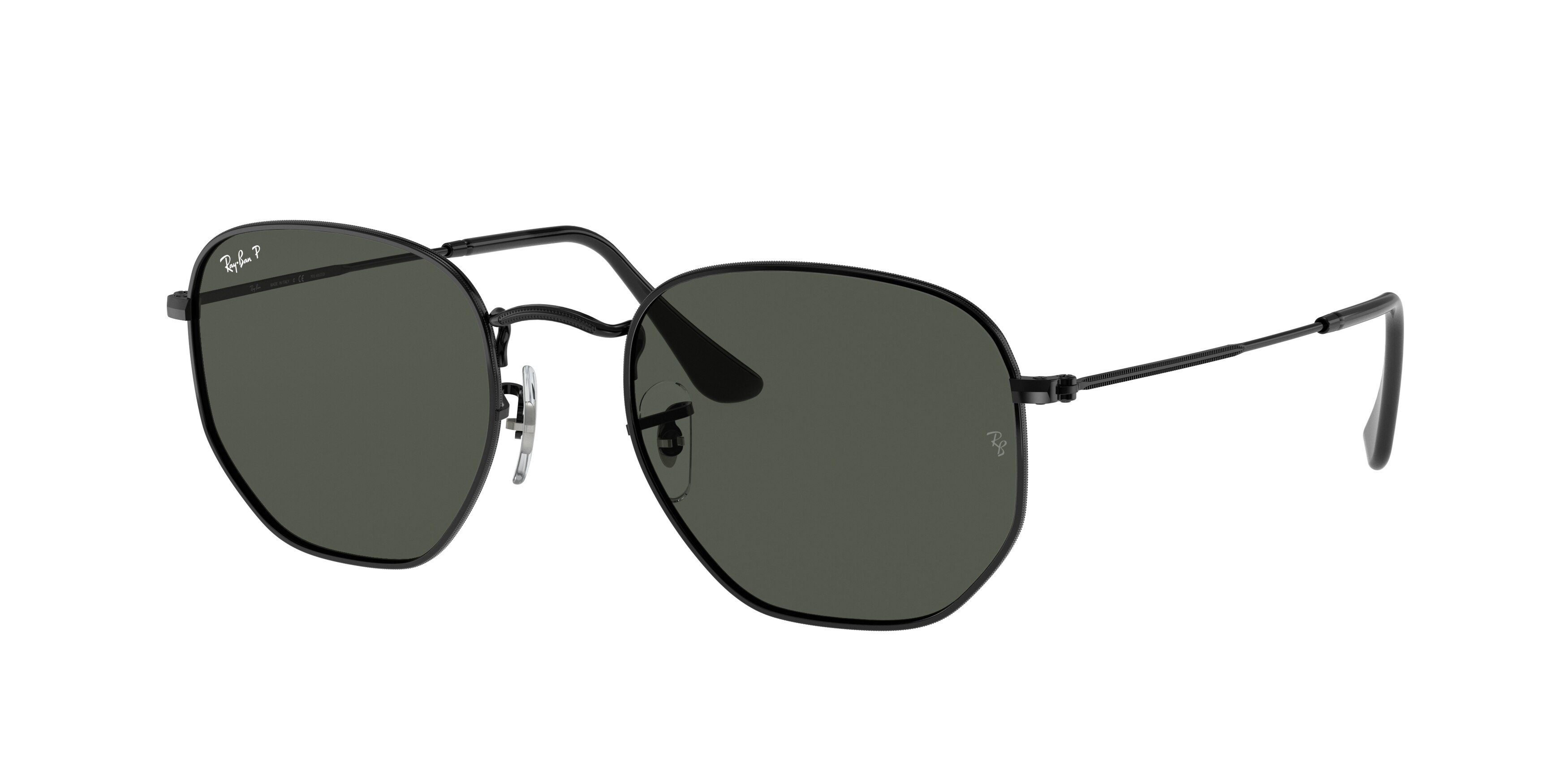 Ray-Ban RB3548N 002/58 Hexagonal Sunglasses - Black & Green - Amevista
