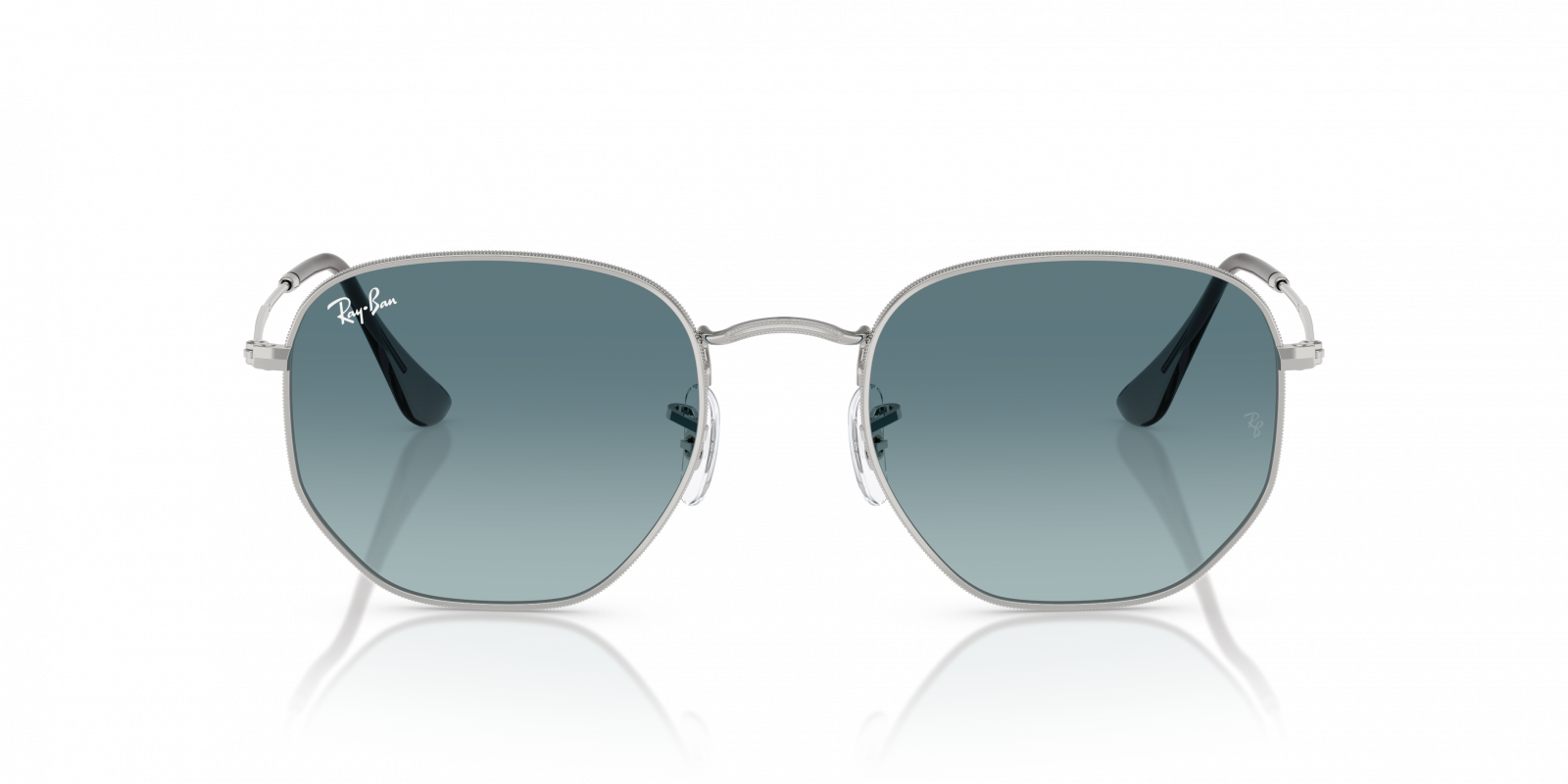 Ray-Ban RB3548 Silver Frame Sunglasses with Green Lenses Ray-Ban RB3548N 003 3M Hexagonal Sunglasses - Silver  main image 4