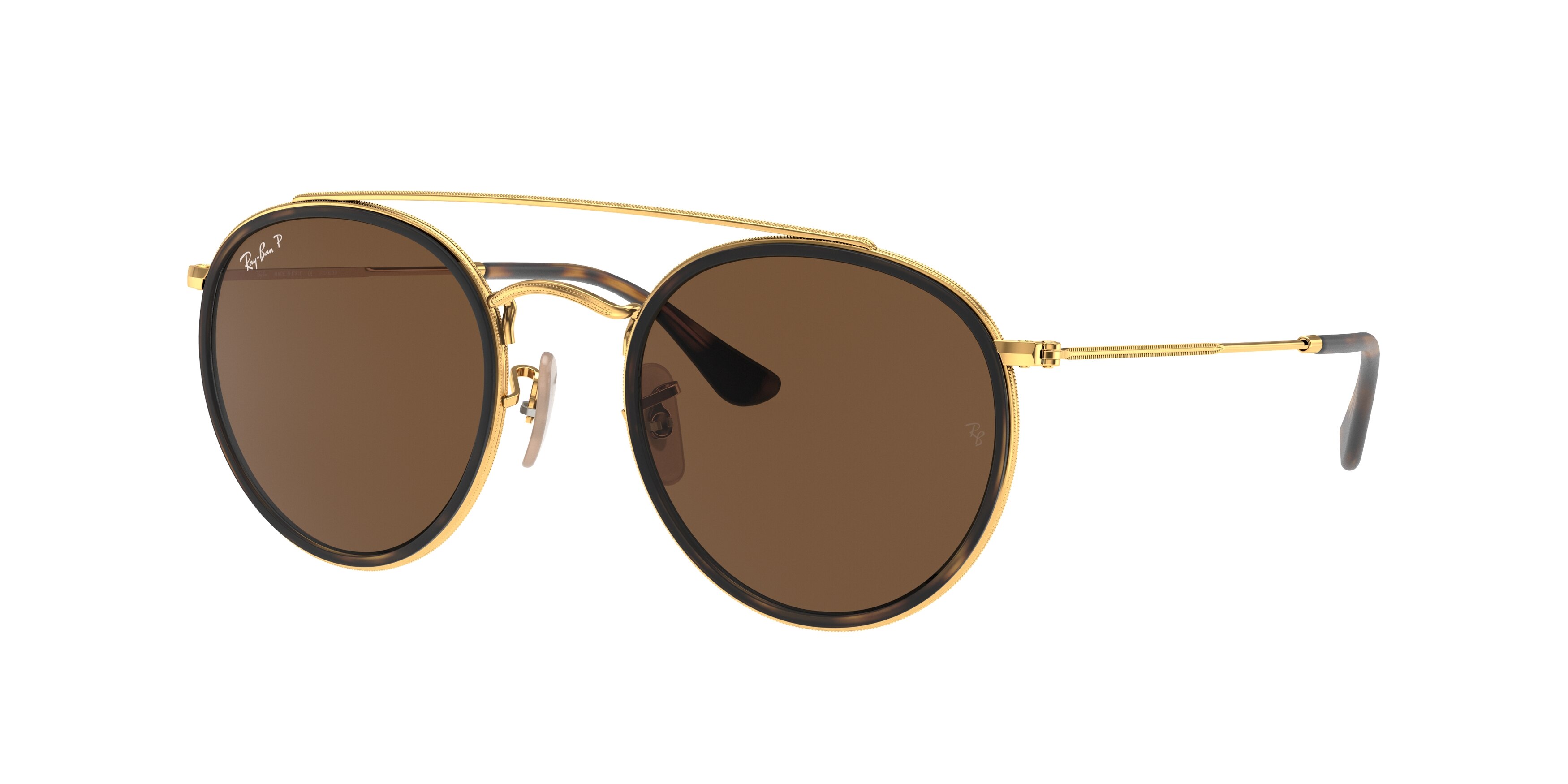 Ray-Ban RB3647N 001 57 Gold Round Sunglasses - Amevista display picture 1