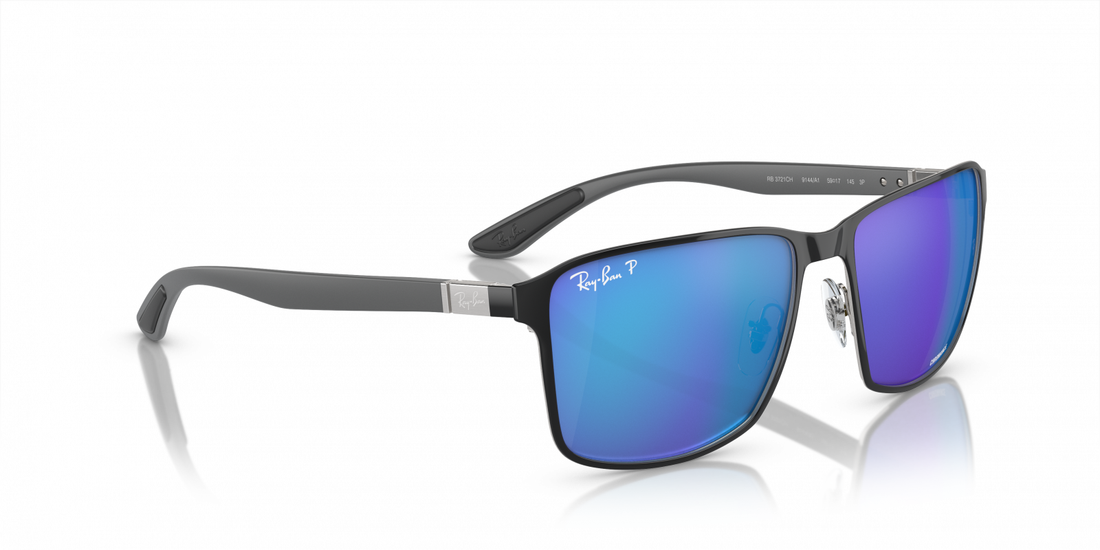 Ray-Ban RB3721CH 9144A1 Sunglasses - Black & Blue Sunglasses 