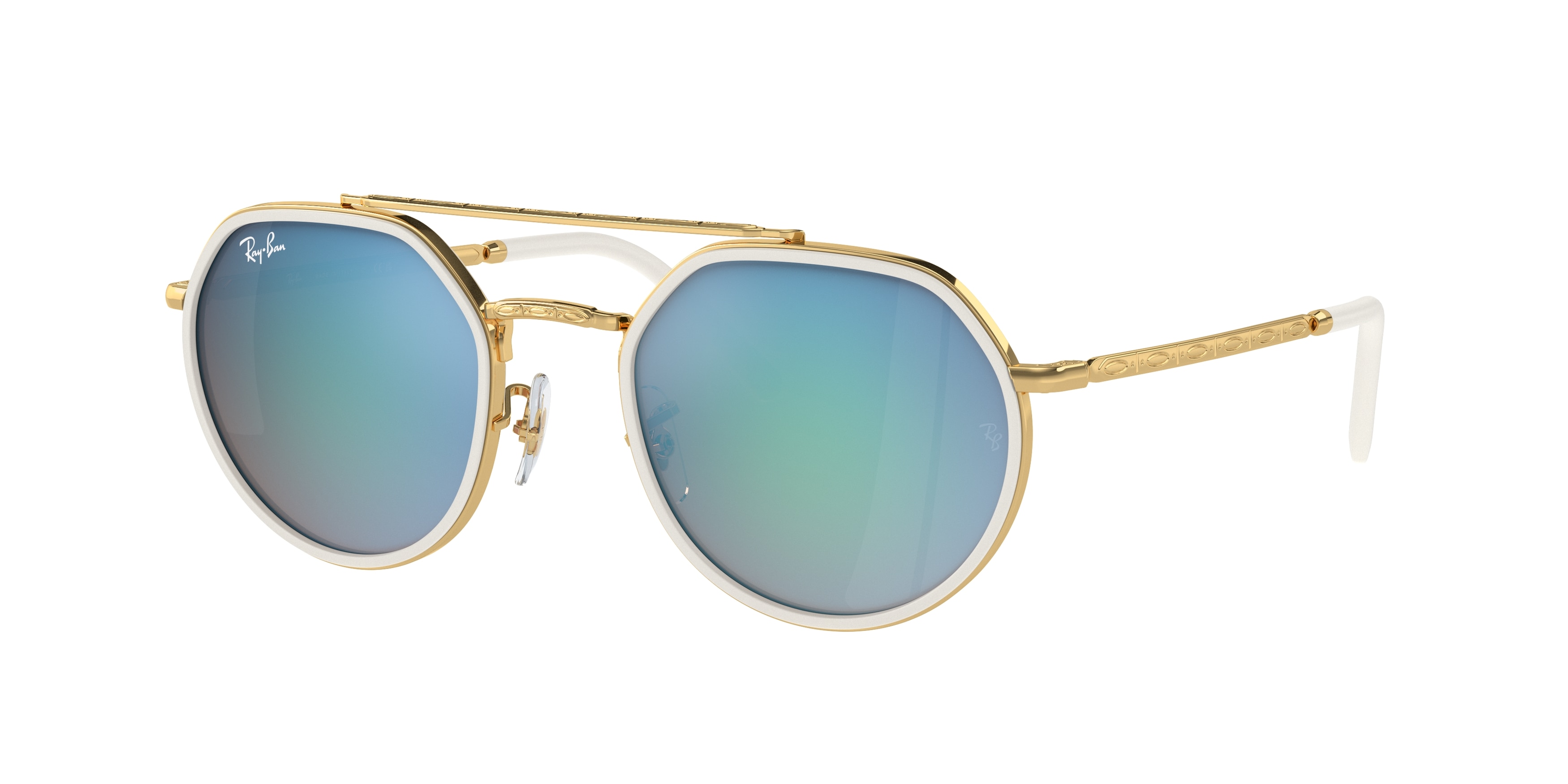 Ray-Ban Aviator Sunglasses with Blue Mirrored Lenses and Gold Frame Ray-Ban RB-3025 112/4L: Buy Online | Visionet main image 2