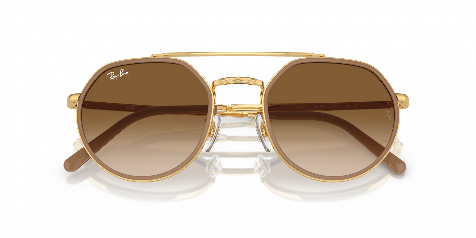 Ray-Ban RB3765 001 51 Gold Sunglasses for Men and Women  display picture 3