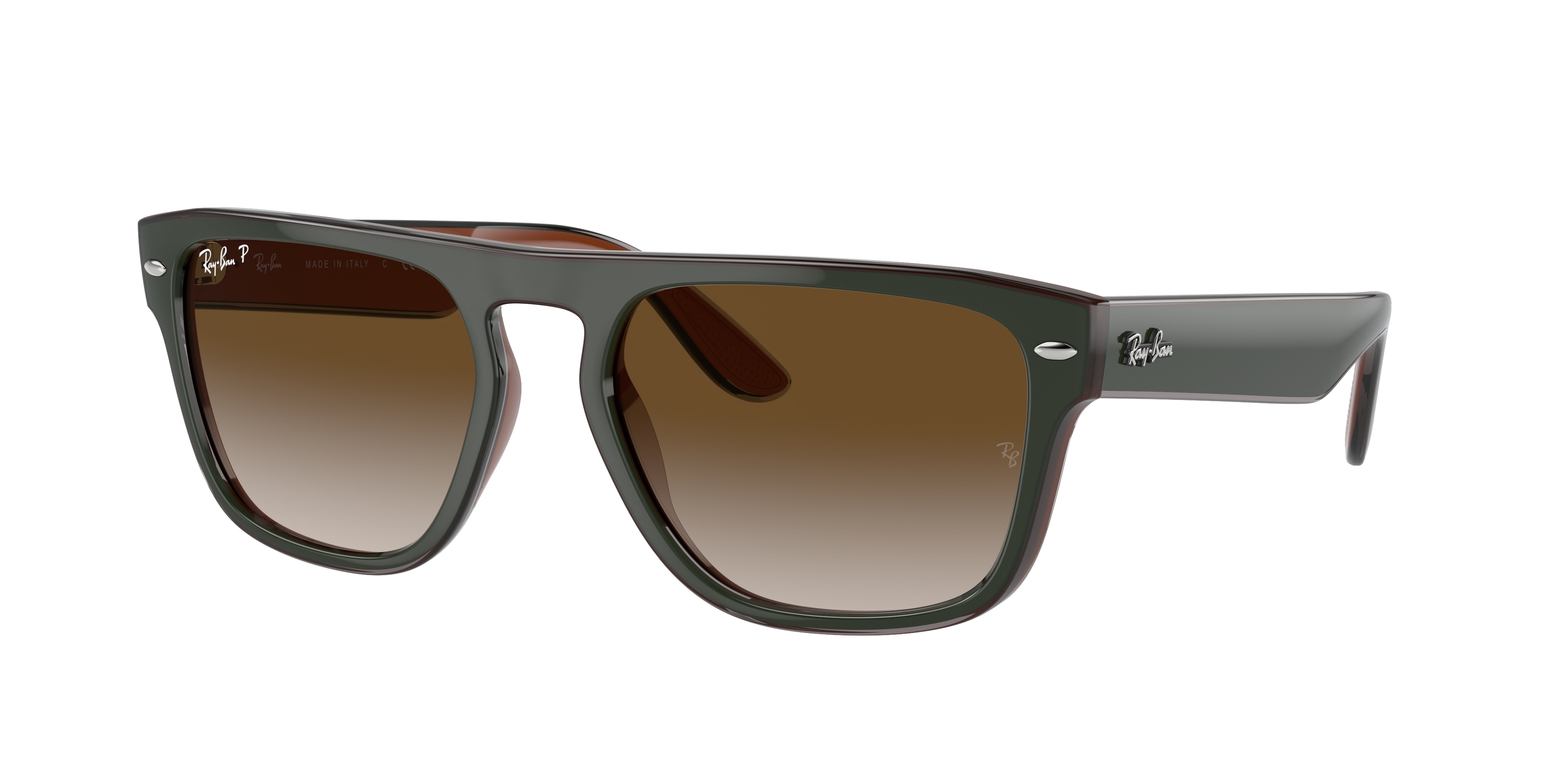 Ray-Ban RB4407 6732T5 Sunglasses - Green Frame, Brown Lenses  display picture 2