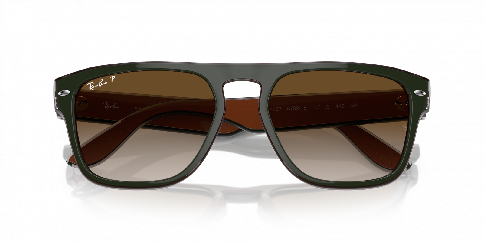Ray-Ban RB4407 6732T5 Sunglasses - Green Frame, Brown Lenses 
