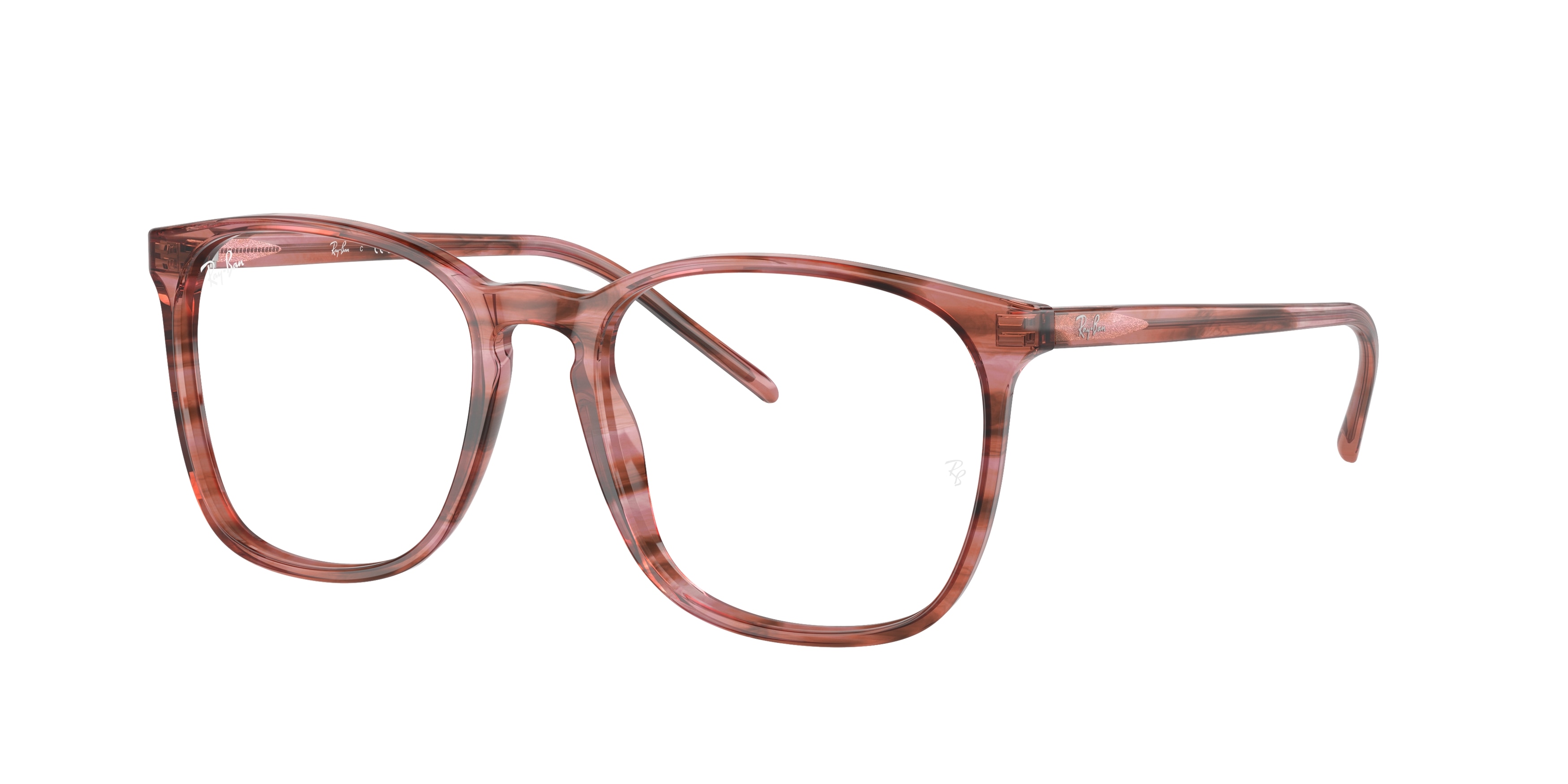 Ray-Ban RX5387 Square Prescription Eyeglass Frames -Havana/Demo Lens  52-18-145 Ray-Ban RX5387 Beige/Clear/Black Prescription Eyeglasses main image 2