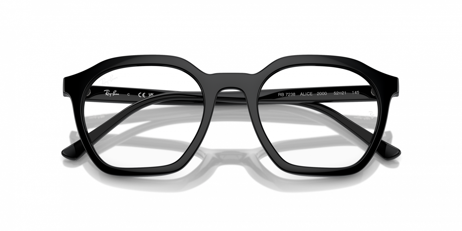 Ray-Ban RX7238 2000 Alice Black Clear Prescription Glasses - Amevista