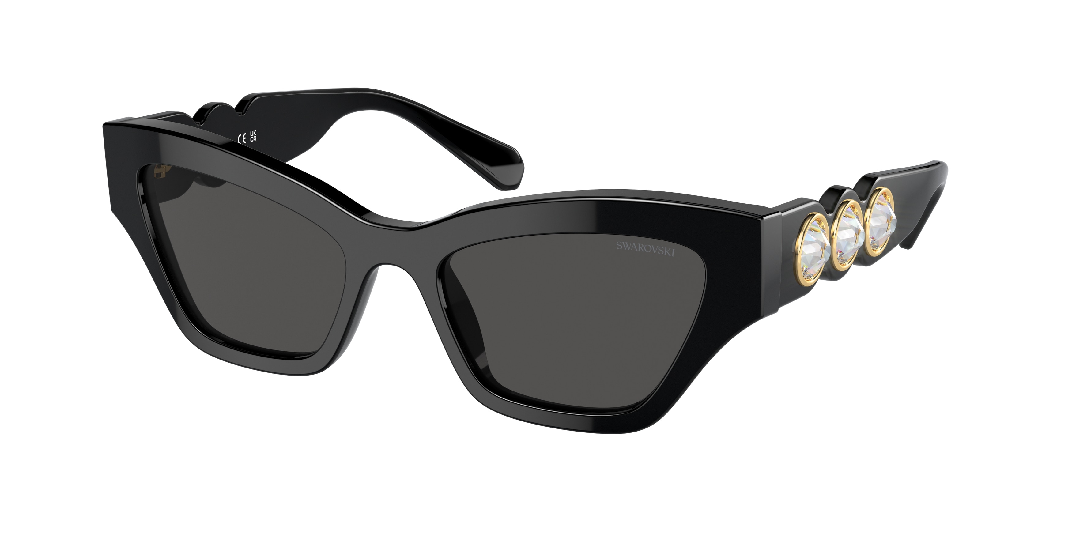Swarovski Women\'s Sk6021 53Mm Polarized Sunglasses, Black Swarovski SK6021 100187 Women main image 2
