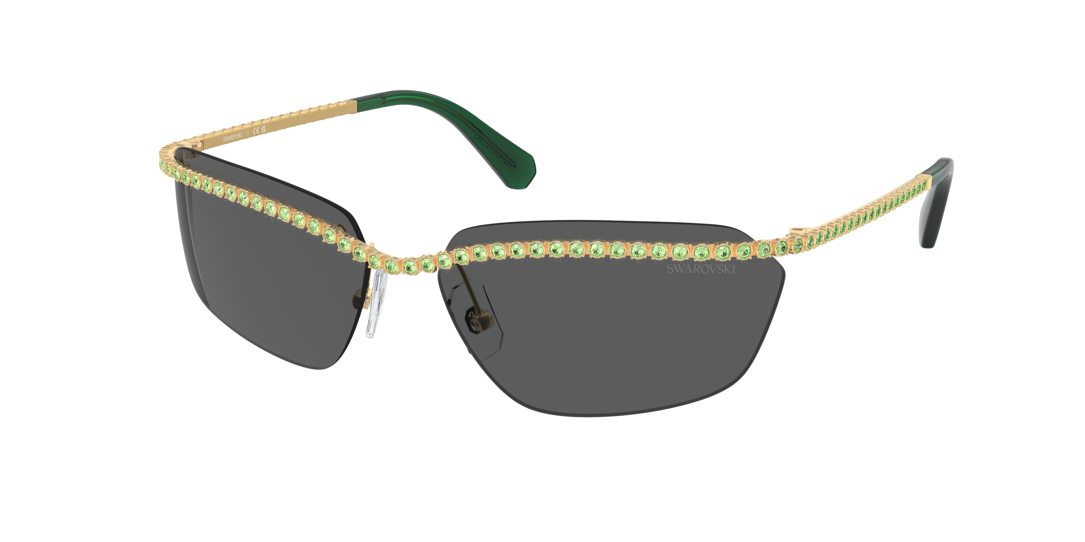 SWAROVSKI SK7001 400487 Gold Dark Grey Lenses Green 64mm Women\'s Sunglasses SWAROVSKI SK7001 400487 Gold Dark Grey Lenses | Mercari main image 2