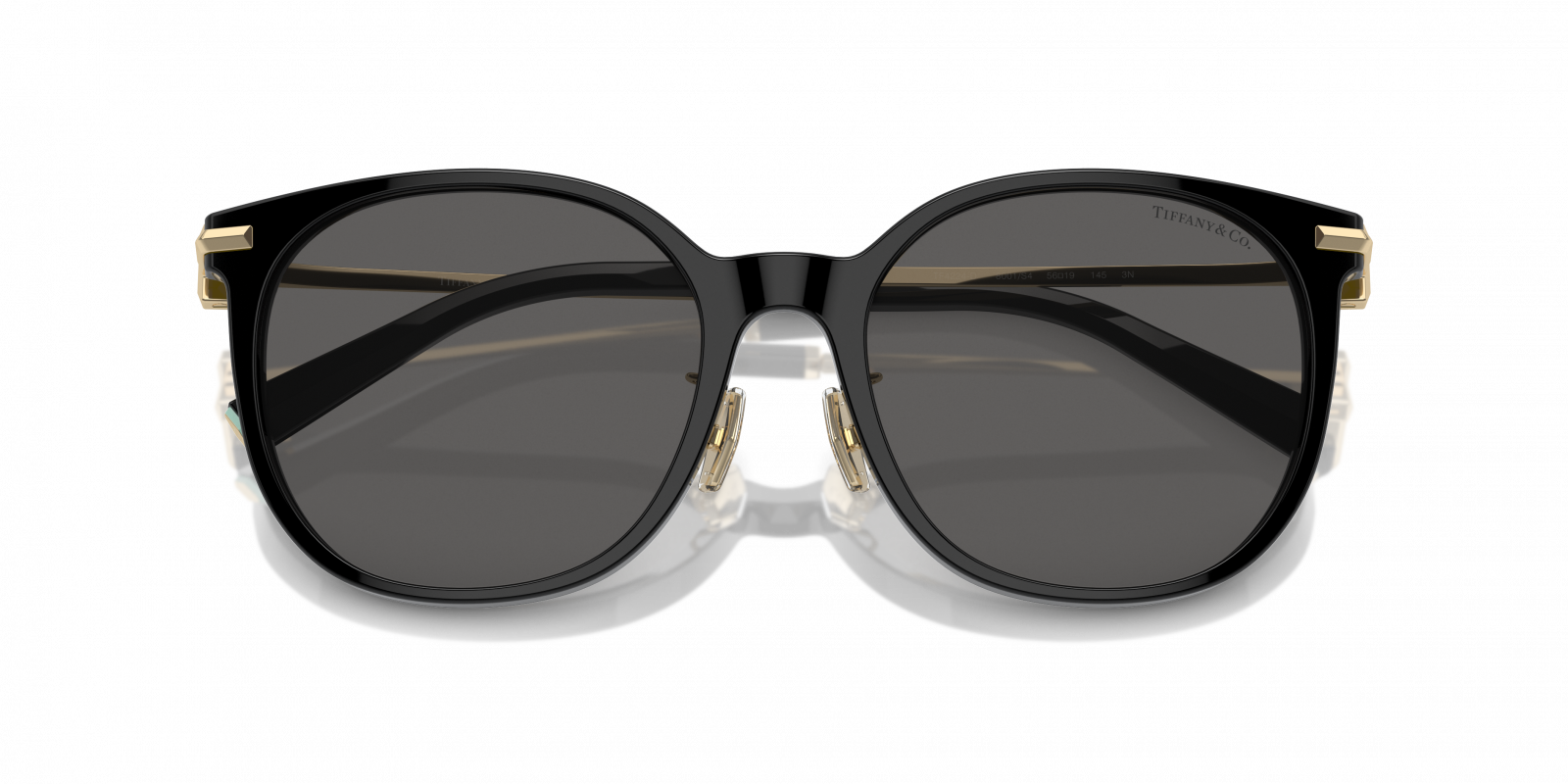 Tiffany & Co. TF4224D Sunglasses Black Acetate Round Tiffany & Co. TF4242D XXL (54 - 19) with Blue lenses and  main image 4