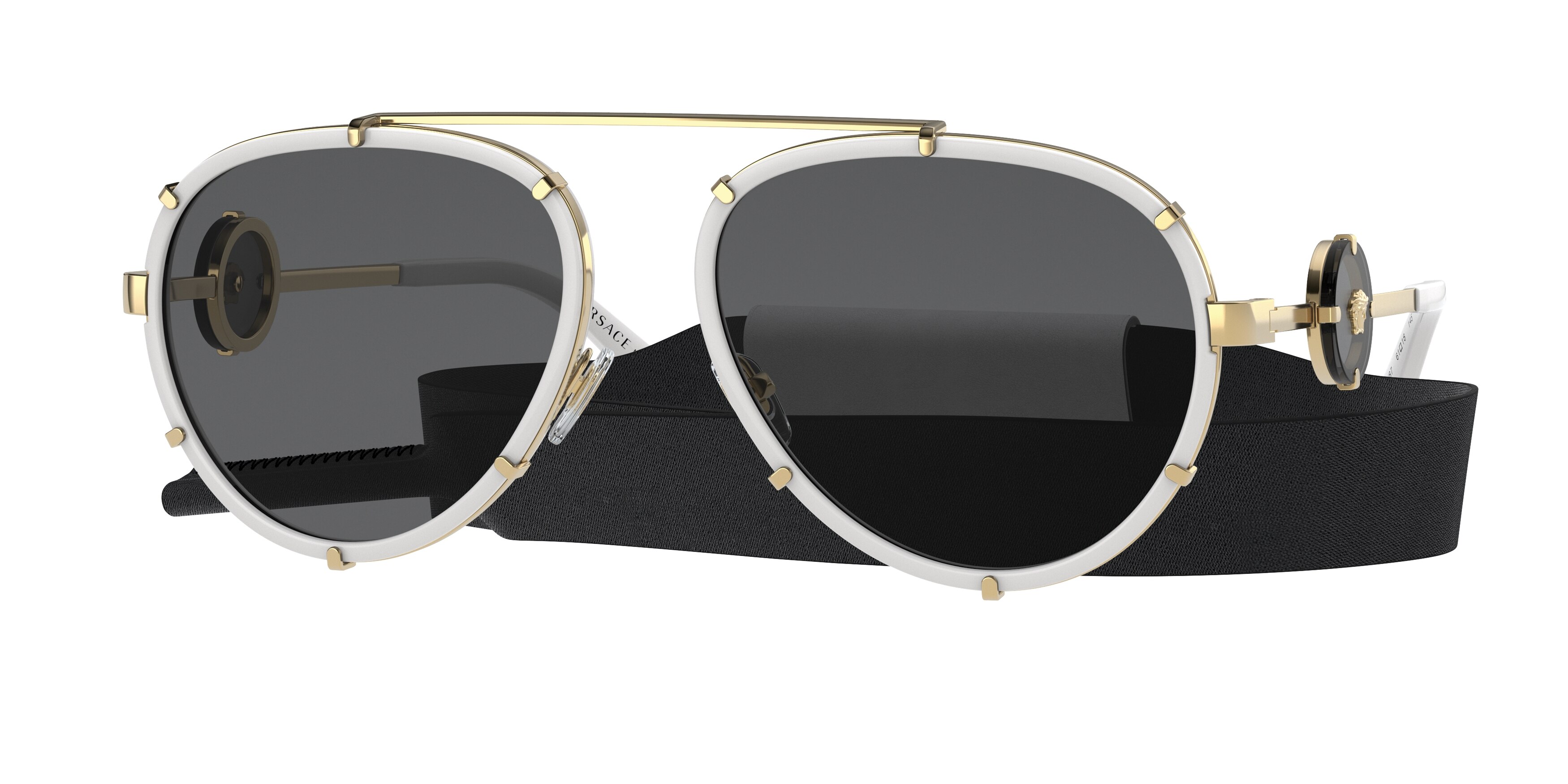 Versace Unisex White Aviator Sunglasses NWT b2c5292b-aec6-4b12-bf0e-  main image 4