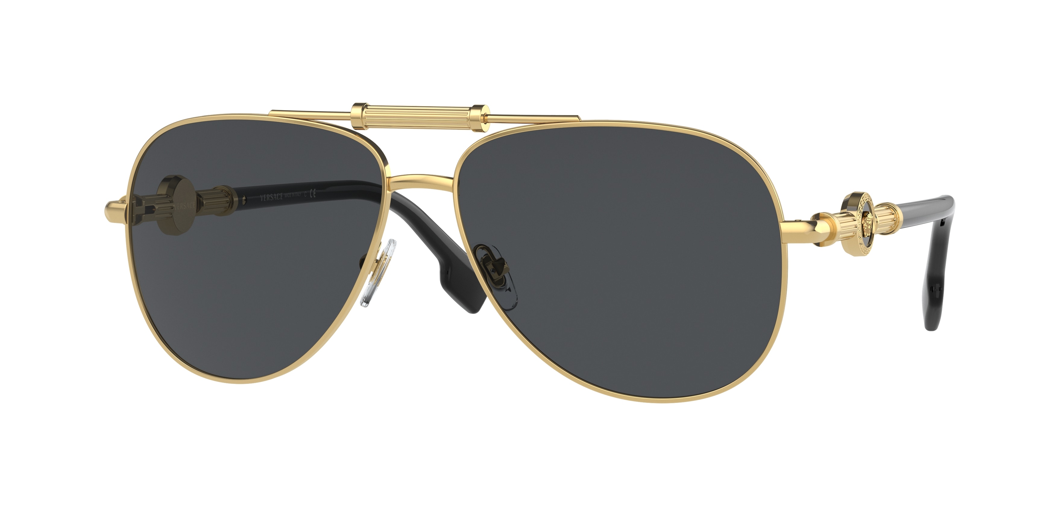 NWT Versace VE2236 Gold Aviator 59mm Sunglasses Versace Gold Metal VE2236 Pilot Sunglasses | Harrods US main image 4