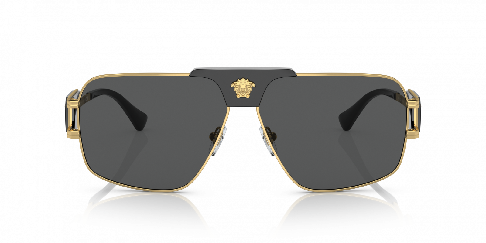Versace Gold and Black Aviator Sunglasses.  Like new. Both hard/soft case incld. VERSACE VE2225 100287 Gold Pilot Aviator 60 mm Men main image 4