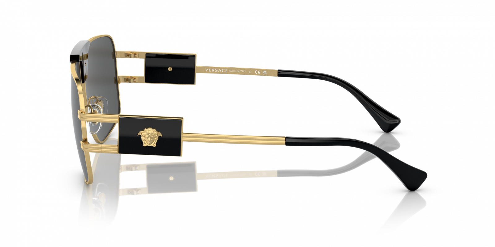 Versace VE2251 100287 Sunglasses Gold Aviator Frame, Dark Grey Lenses Versace VE2251 Sunglasses 100287 Gold - eye-oo.com main image 4