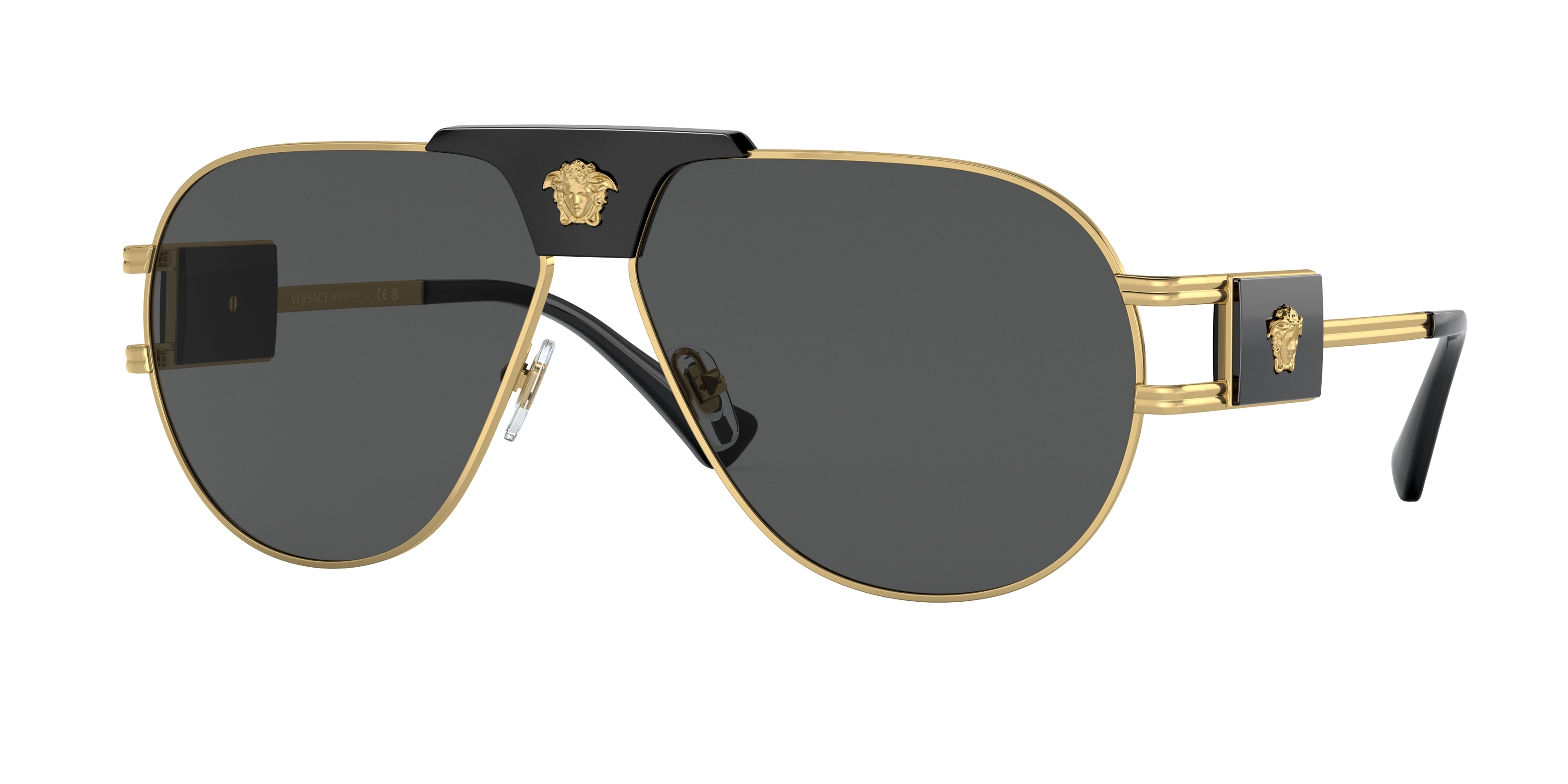 Versace Mod 2260 1002/87 Black Gold Aviator Pilot Authentic New Amazon.com: Versace VE 2252 100287 Gold & Black Metal  main image 2