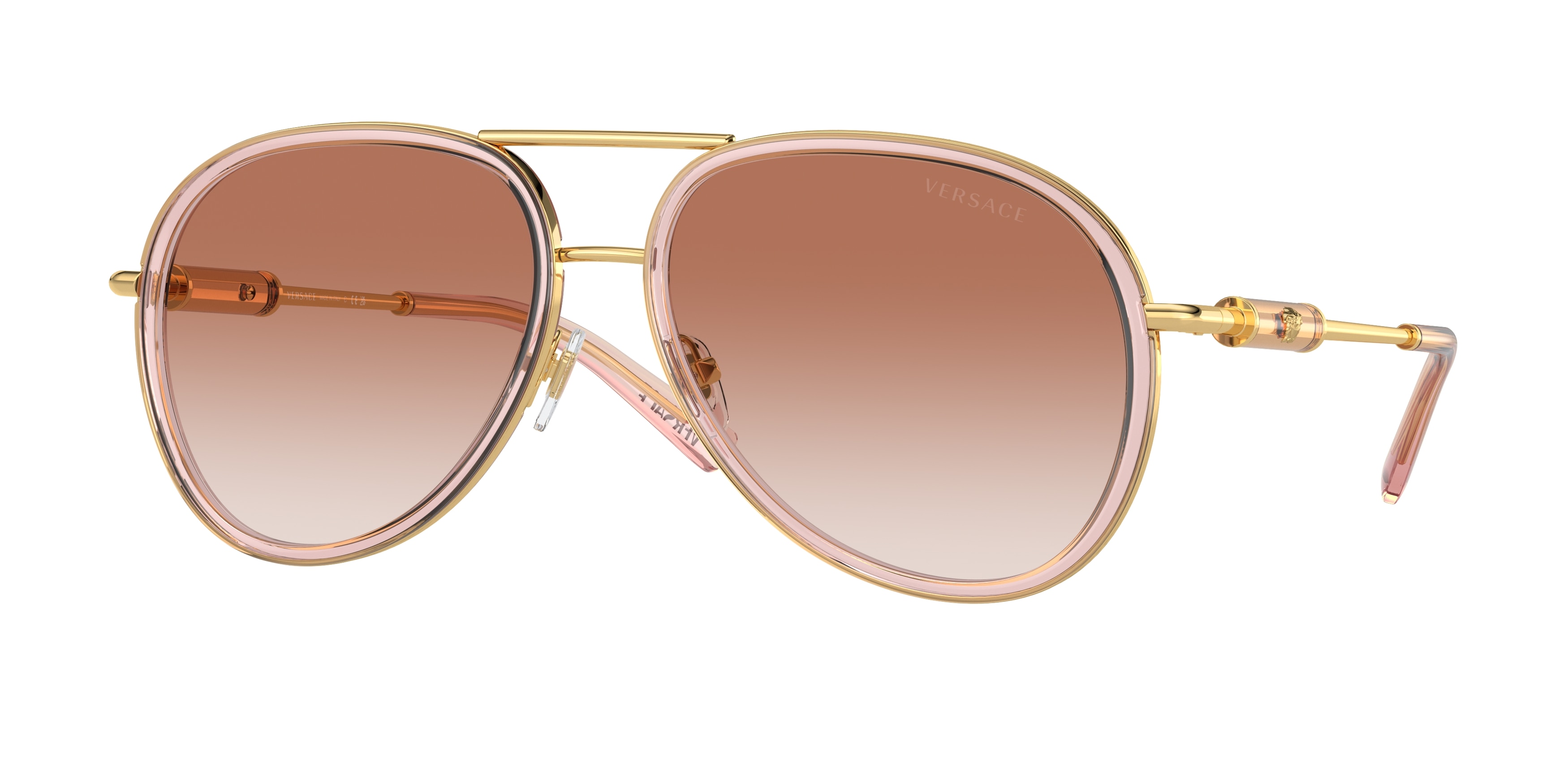 NEW VERSACE VE2260 100213 BROWN PINK GRADIENT SUNGLASSES Versace VE2260 100213-60 Brown Transparent / Pink Gradient  main image 2