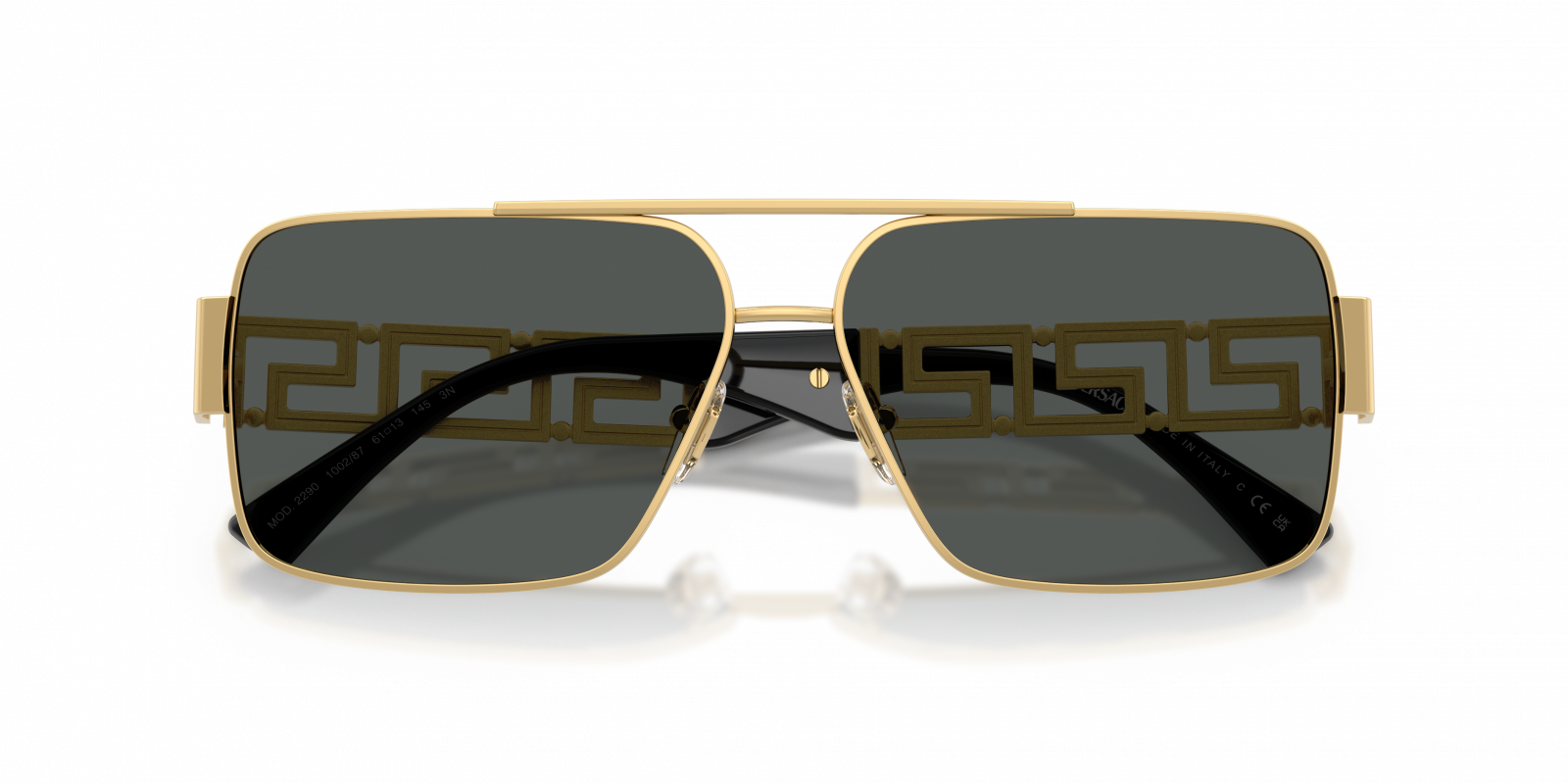 Versace VE2290 100287 Rectangle Sunglasses - Gold / Grey Versace Men Sunglasses Gold Grey Rectangle VE2290 100287 NEW  main image 4