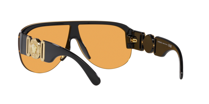 Versace VE4391 GB1/7 BRAND NEW Sunglasses Black Orange Shield Unisex Versace Orange Shield Men main image 3