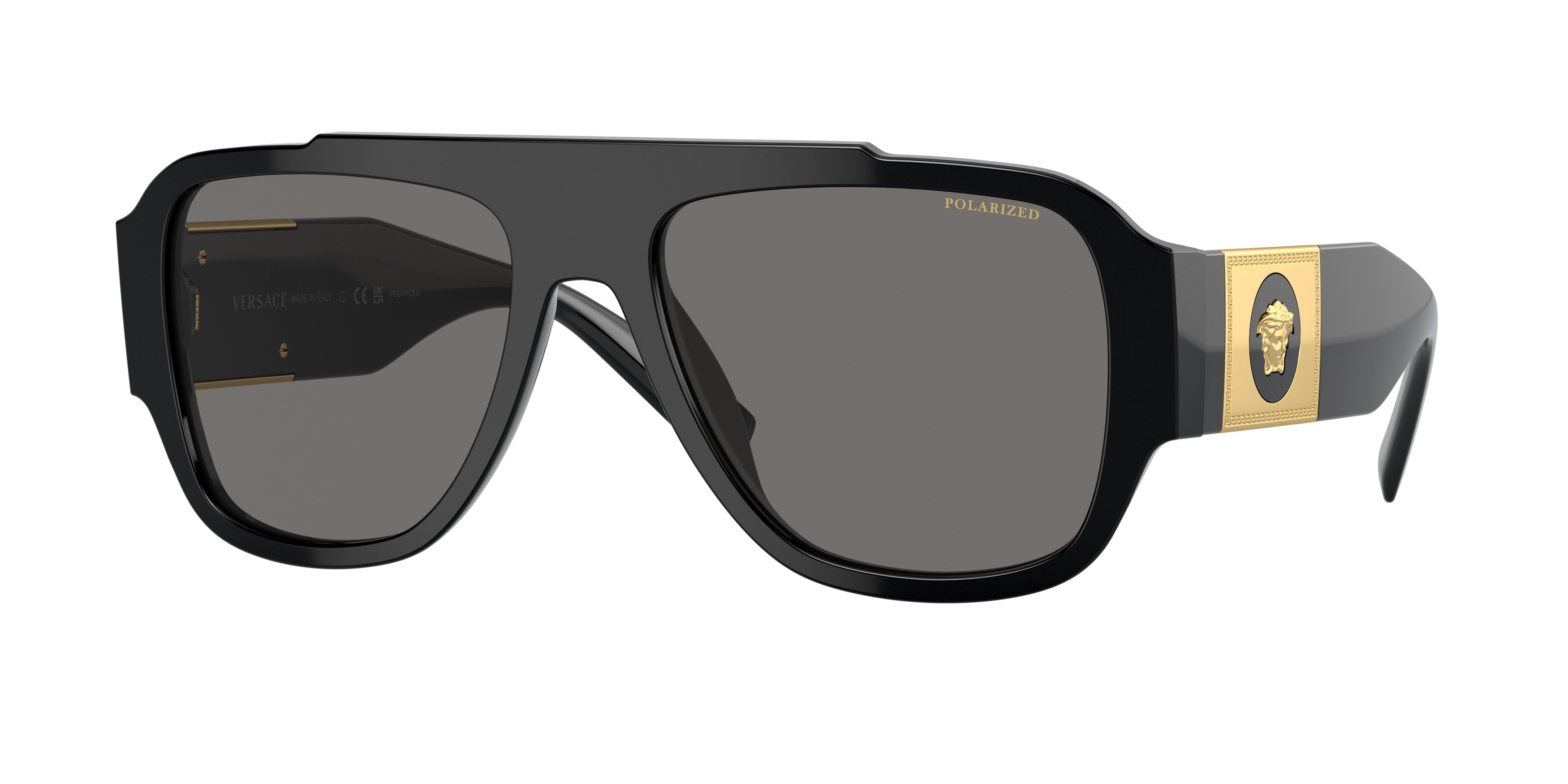 Versace VE4436U GB1/81 Sunglasses Black Aviator Frame, Grey Polarized Lenses VERSACE Sunglasses VE4436U in gb1/81 - black/ dark gray  main image 2